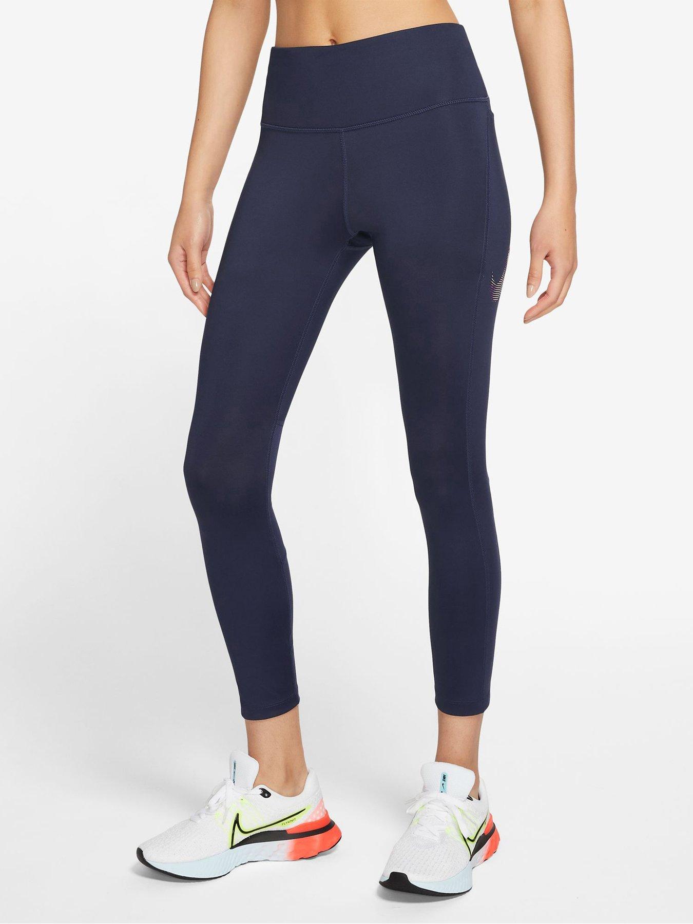 Plus Size - Legging Nike Dri-FIT Fast Swoosh Feminina - Preto+Branco