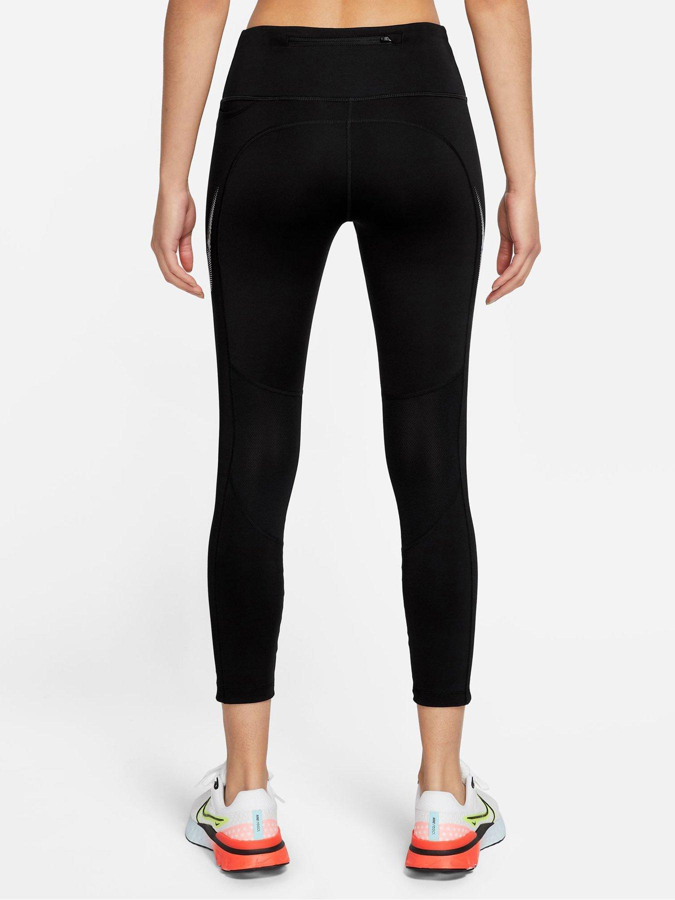 Nike Fast Women's Mid-Rise 7/8 Graphic Leggings - Black | Very.co.uk