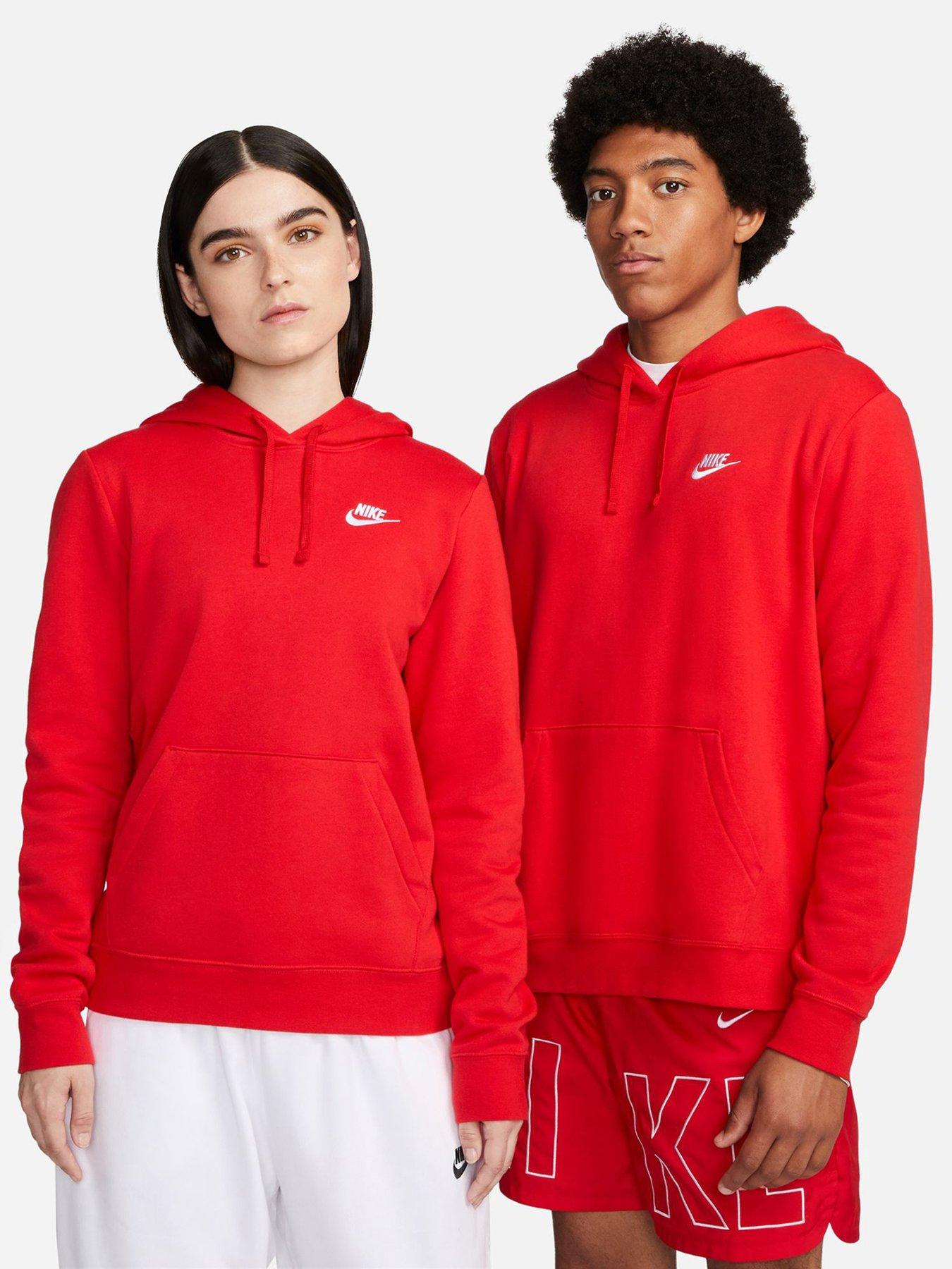 Nike club fleece hot sale hoodie red