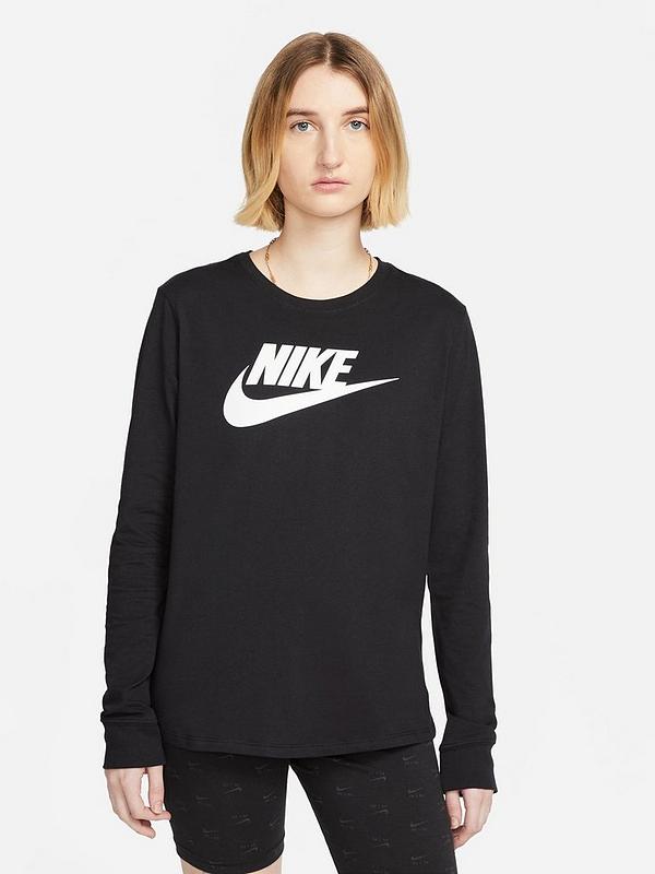 Nike Women's Long-Sleeve Logo T-Shirt - Black | Very.co.uk
