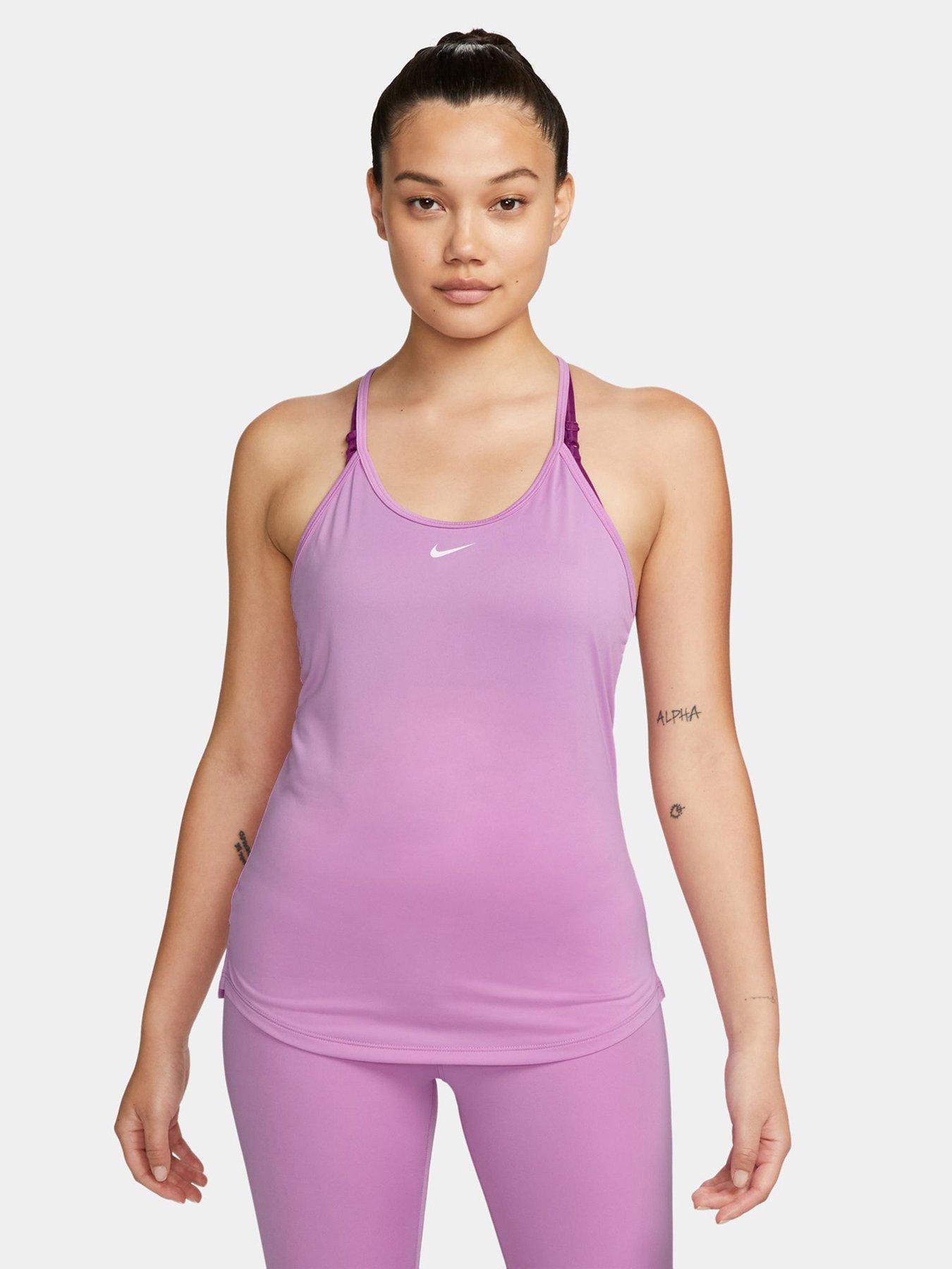 Nike Dri FIT One Elastika Women s Standard Fit Tank Top Pink Very