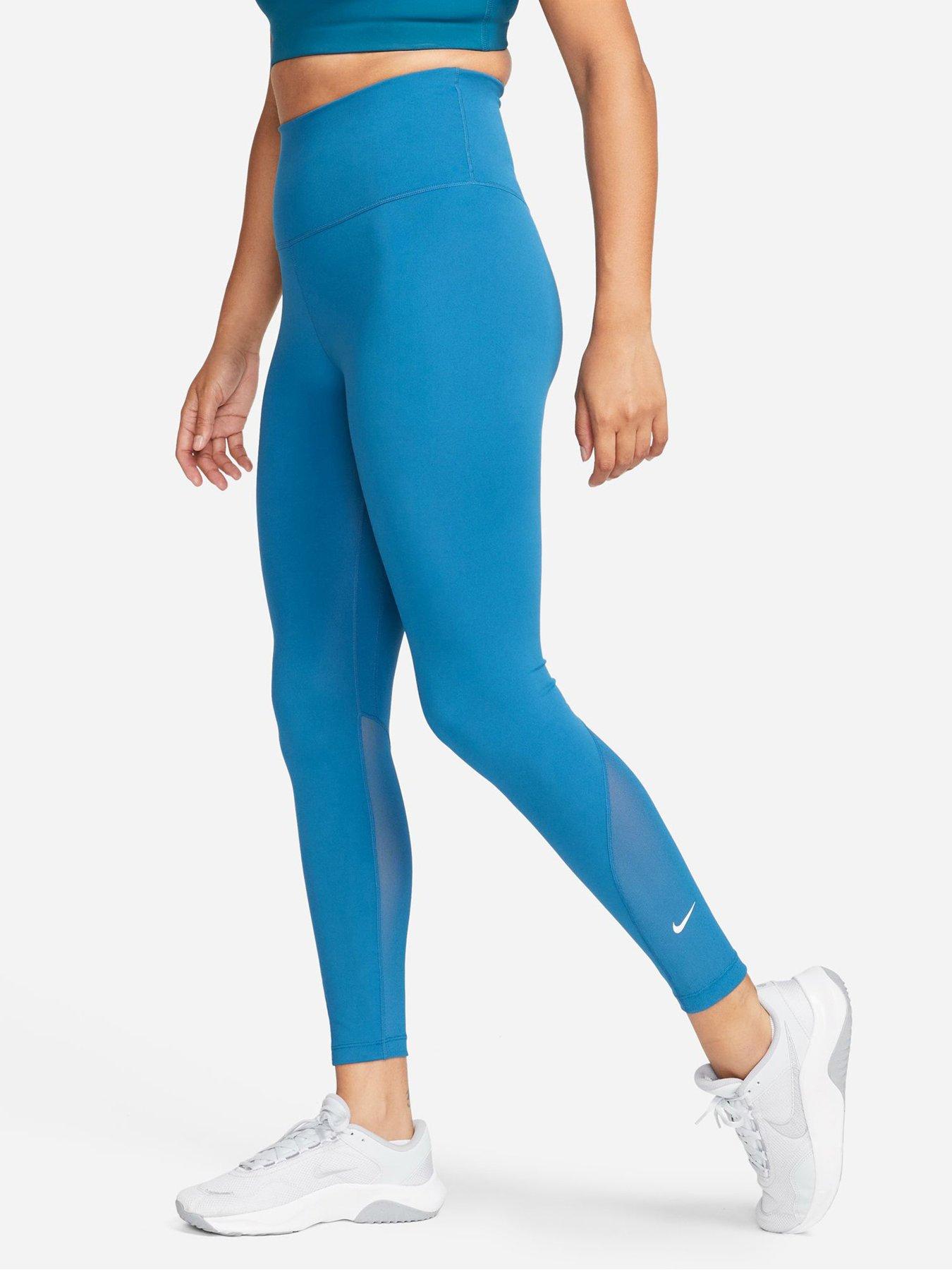 Nike Pro Training Leggings In Navy With Rose Gold waistband