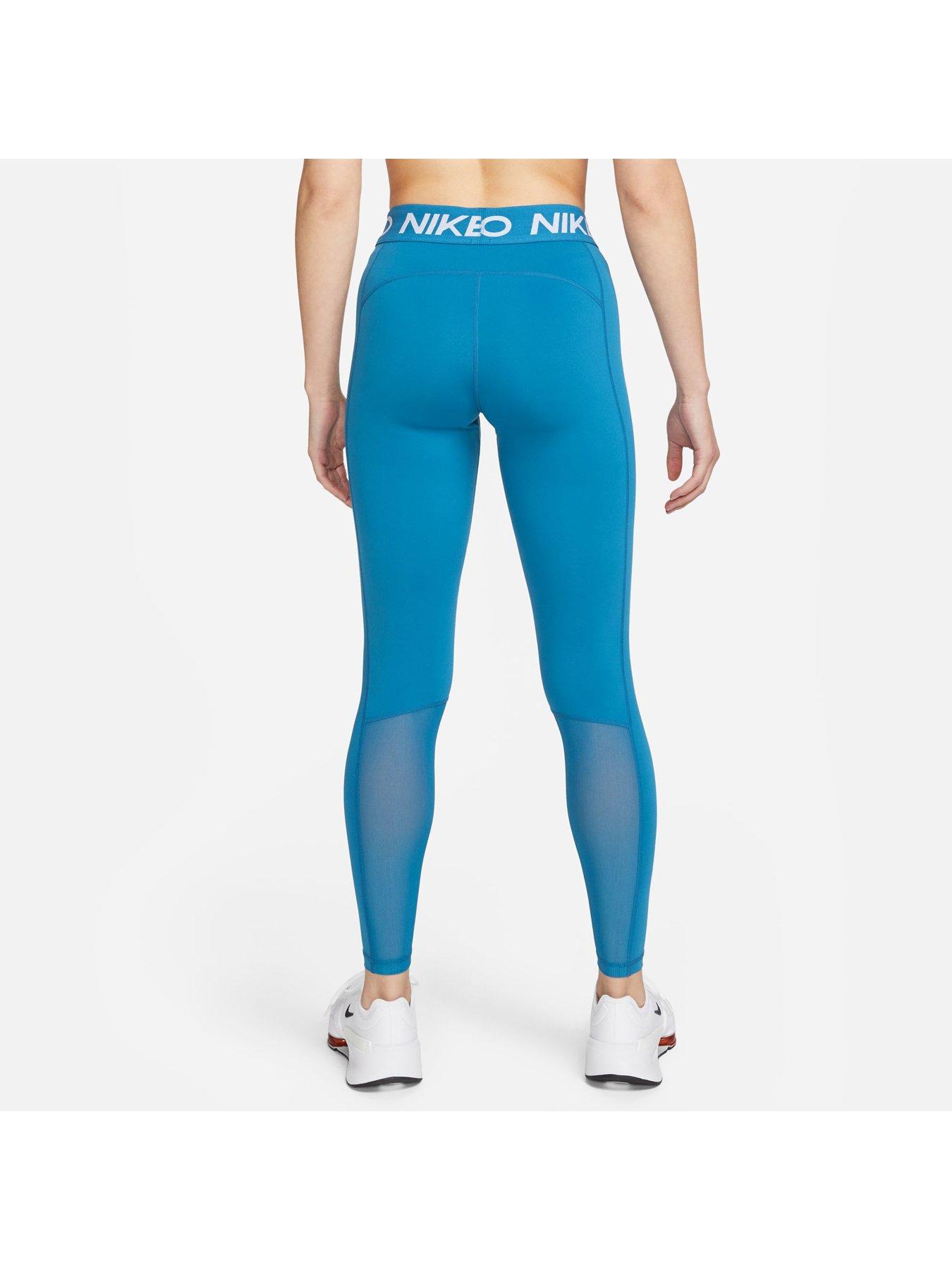 Pro Mid-Rise Mesh-Panelled Leggings - Blue