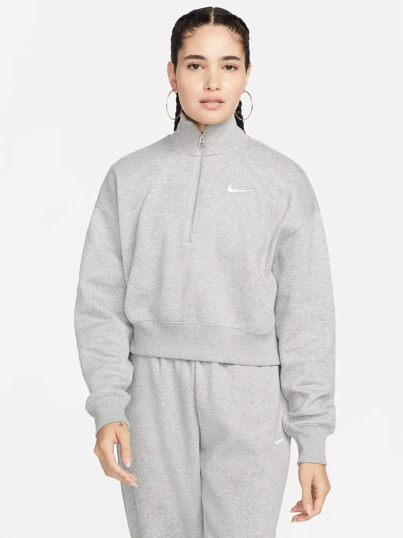 Nike Sportswear Phoenix Fleece Women's Oversized 3/4-Sleeve Striped Crop  Polo