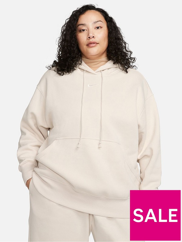 Nike Phoenix Fleece Oversized Pullover Hoodie - Light Beige (Curve