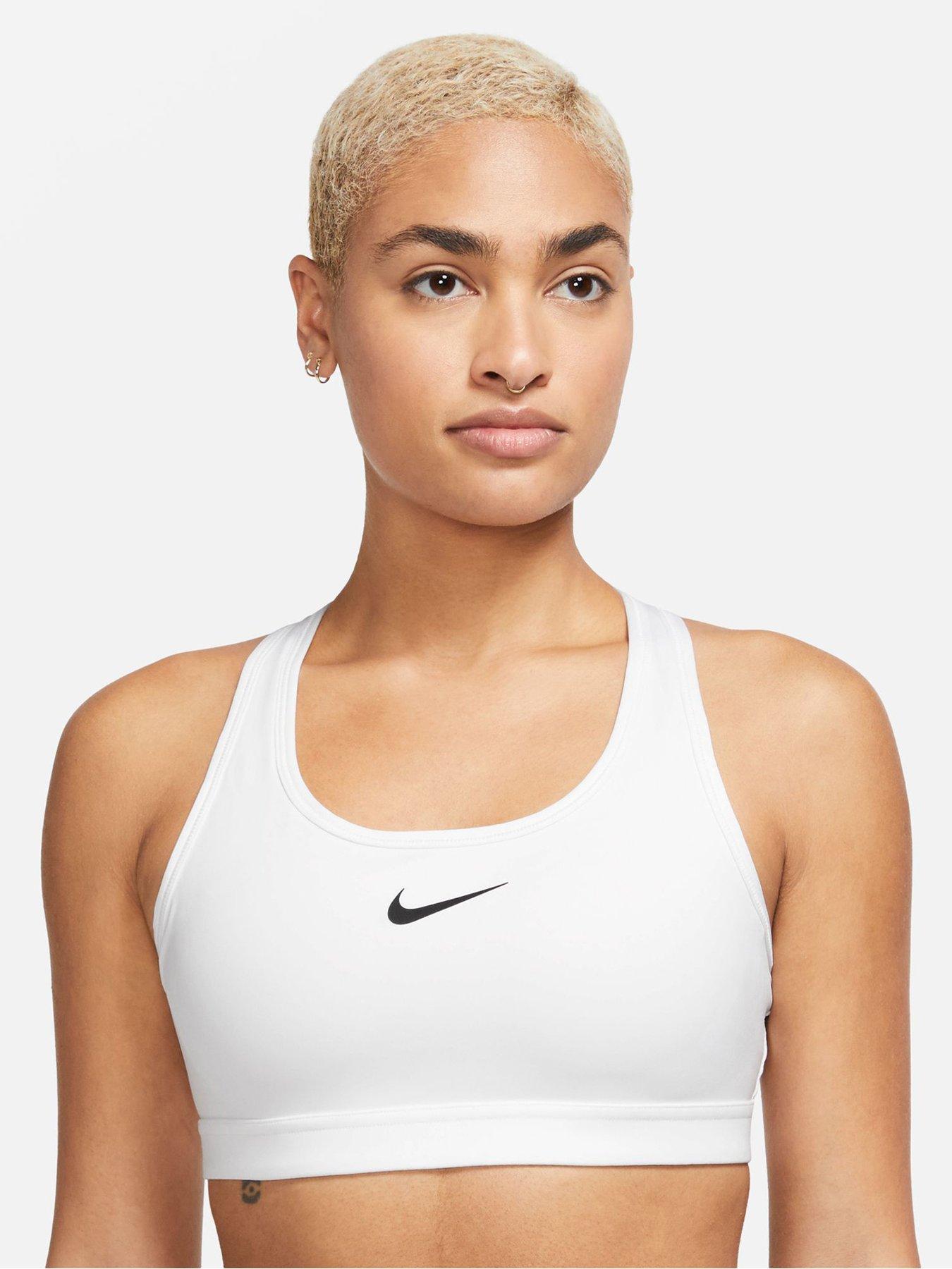 Nike Swoosh Medium Support Padded Sports Bra White very.co.uk