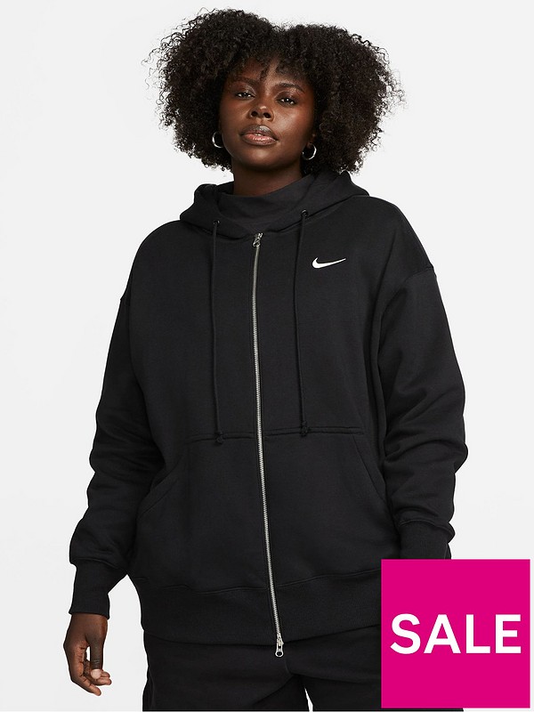 Nike Phoenix Fleece Oversized Full-Zip Hoodie - Black (Curve