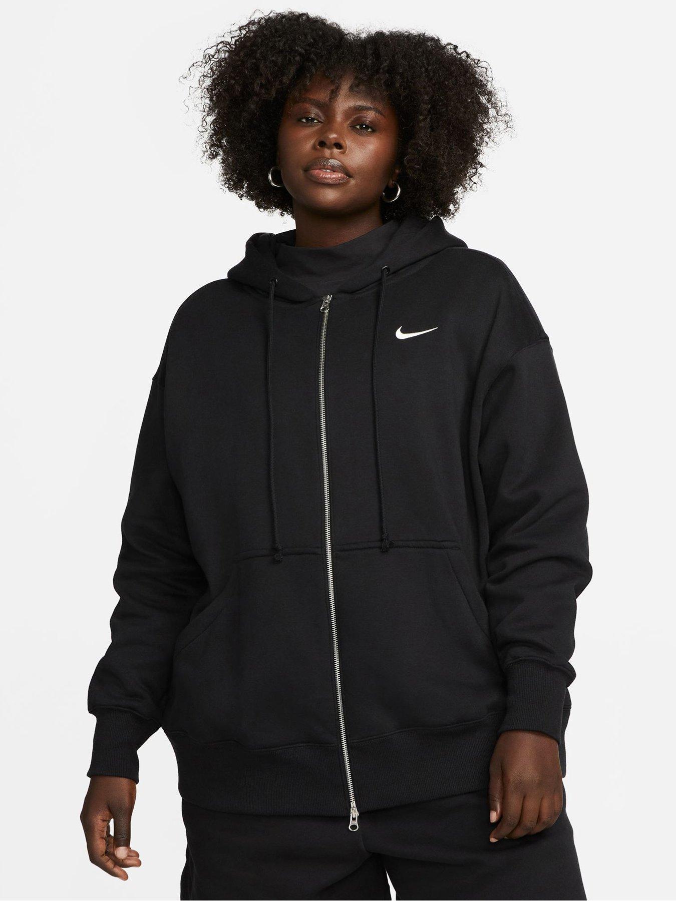 Ladies black zip store up fleece