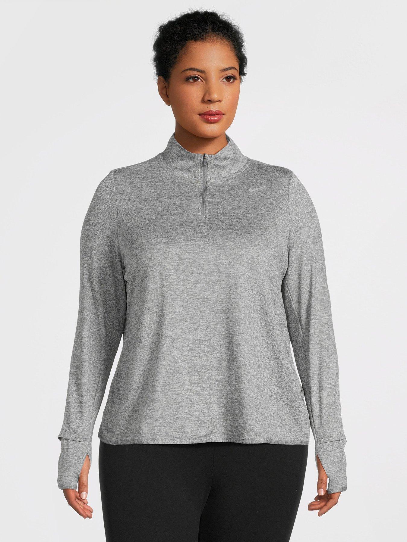 Nike women's half zip running top grey sale