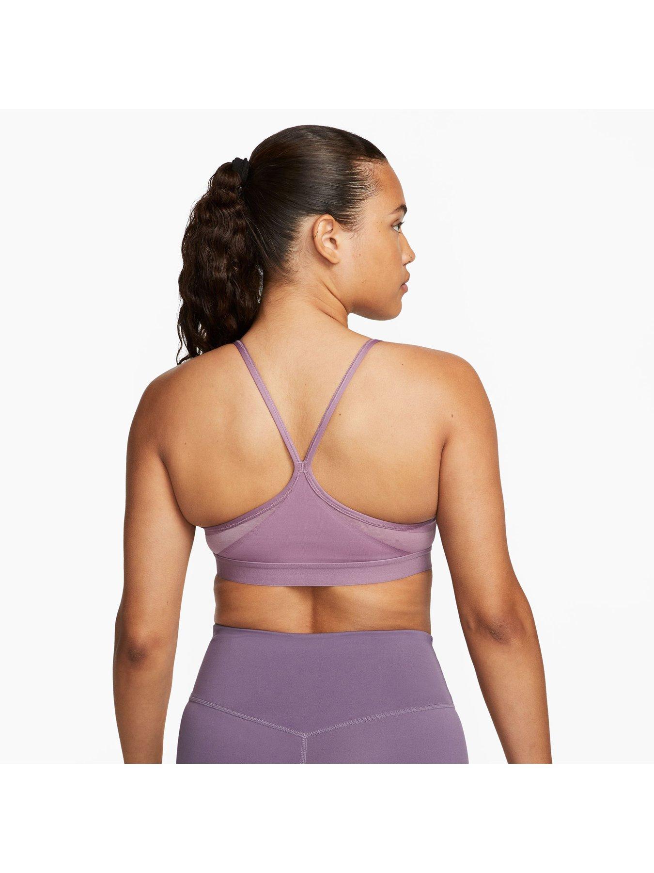 Nike Training Indy light support v-neck sports bra in dark pink