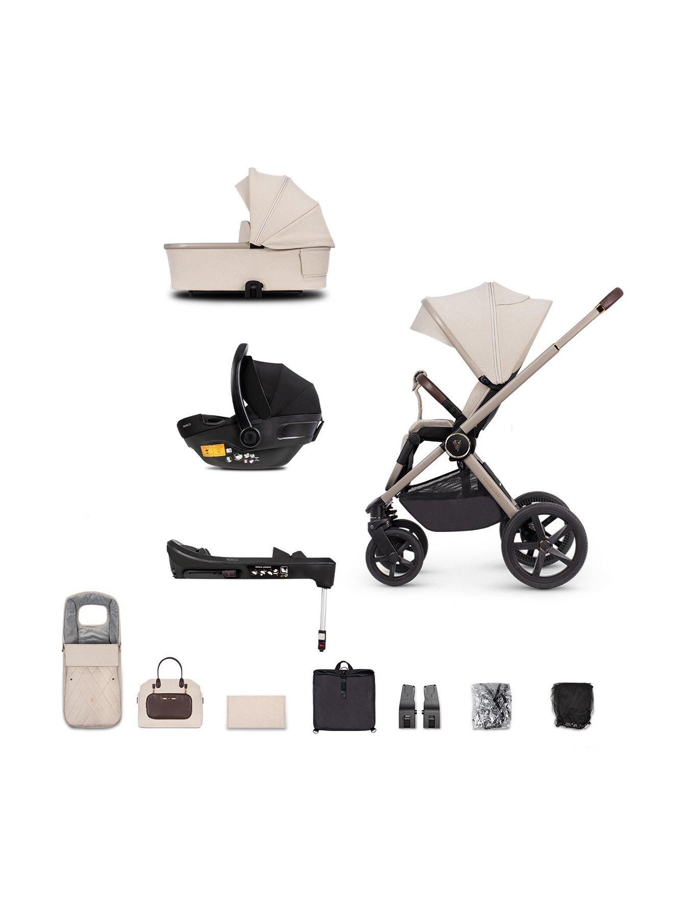 Venicci Upline 3 In 1 Plus Base - 12 Piece Travel System - Stone Beige