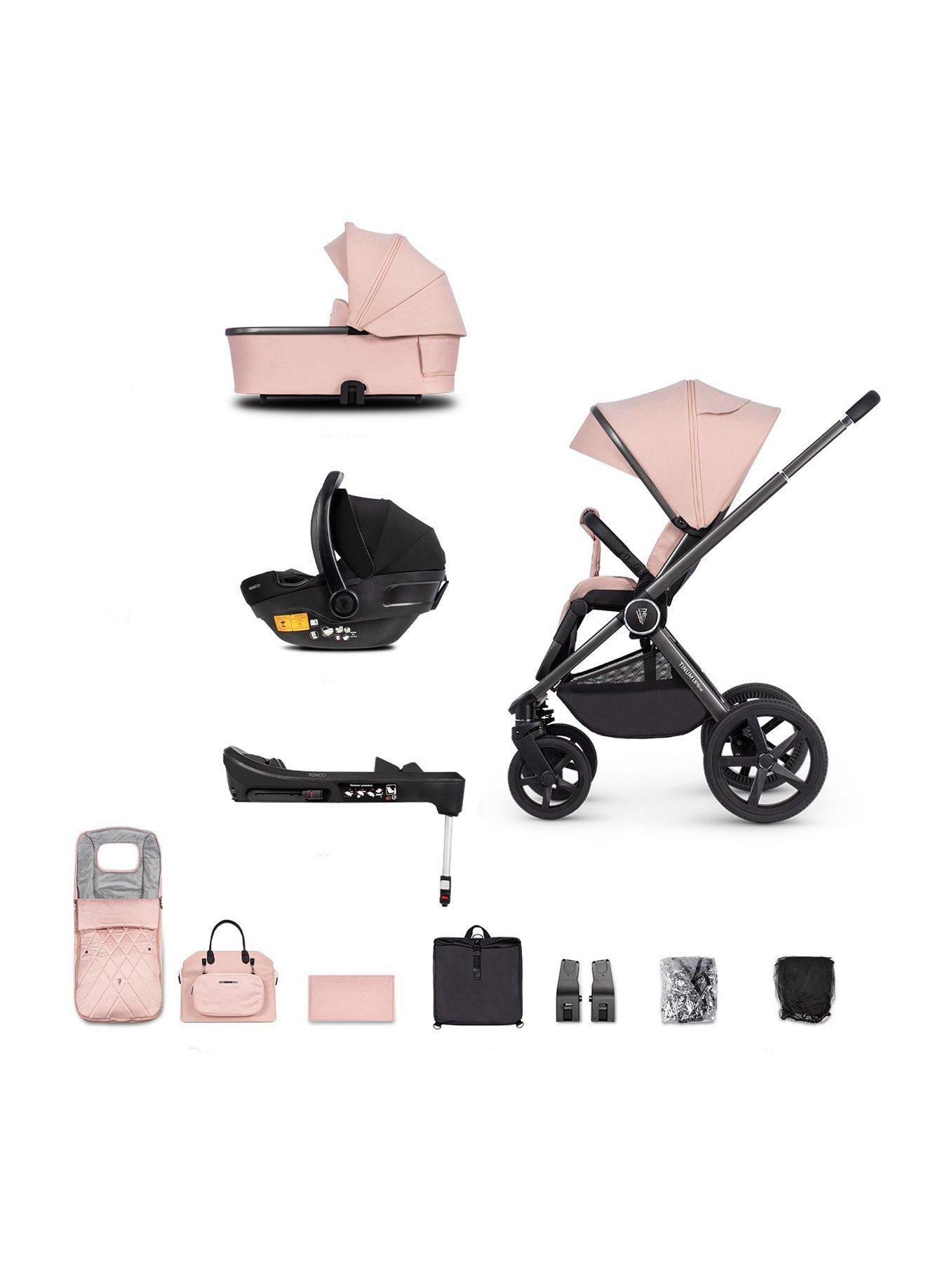 Venicci Upline 3-In-1 Plus Base - 12 Piece Travel System - Misty Rose