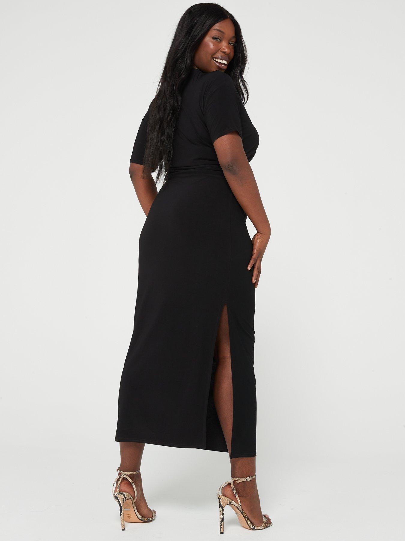 V by Very Curve Maxi T Shirt Dress Black Very