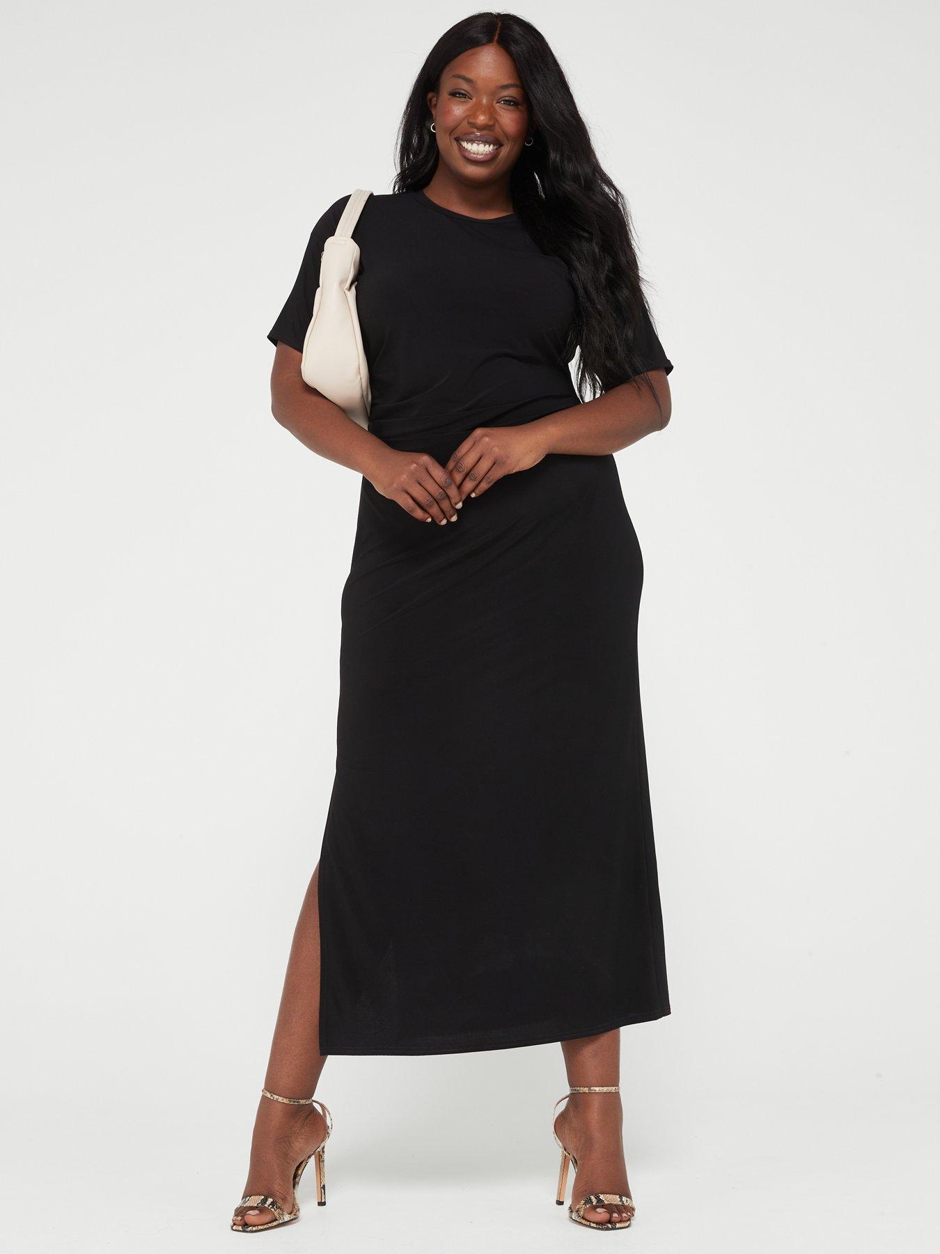 V by Very Curve Maxi T Shirt Dress Black Very