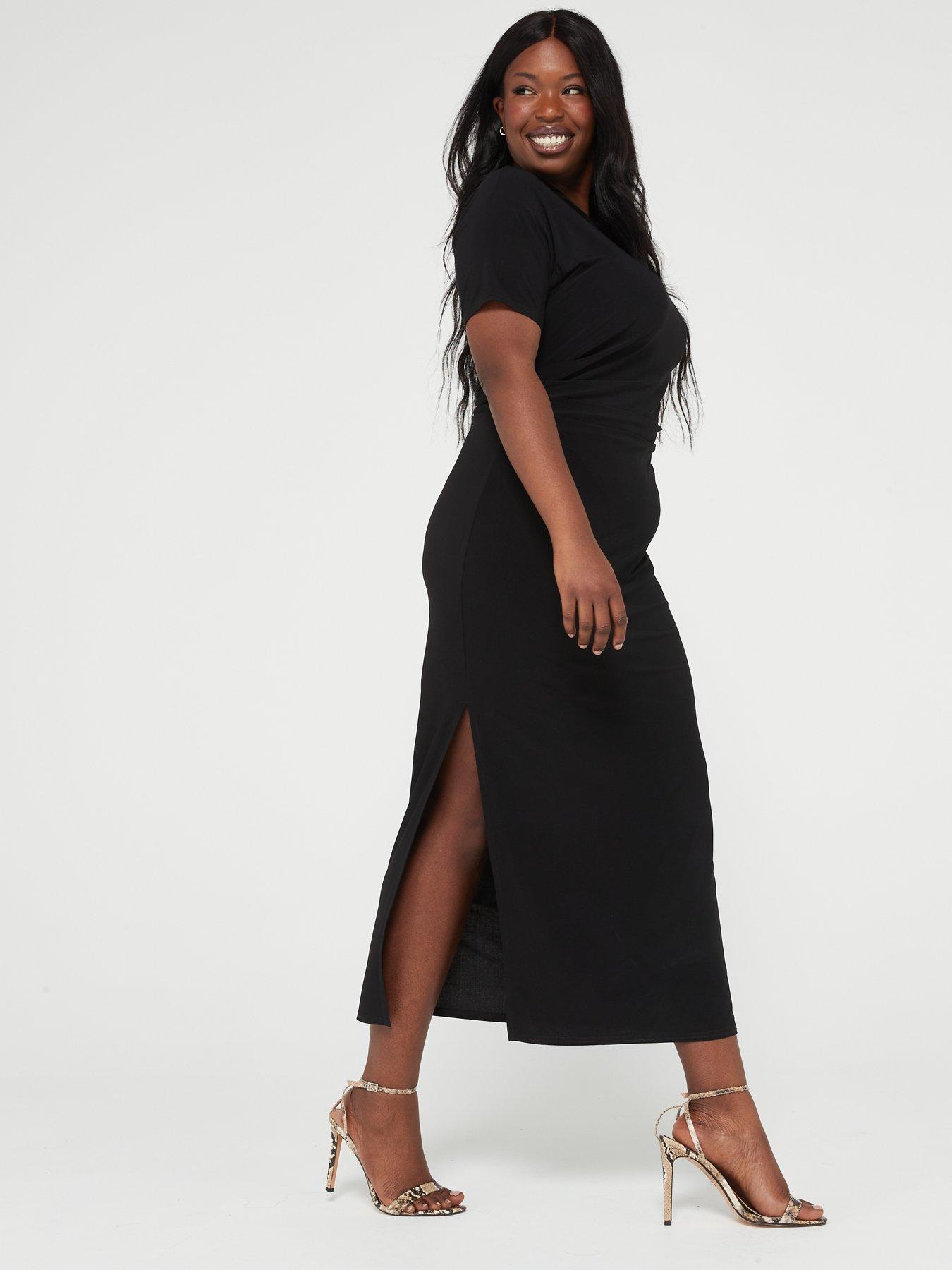 V by Very Curve Maxi T Shirt Dress Black Very