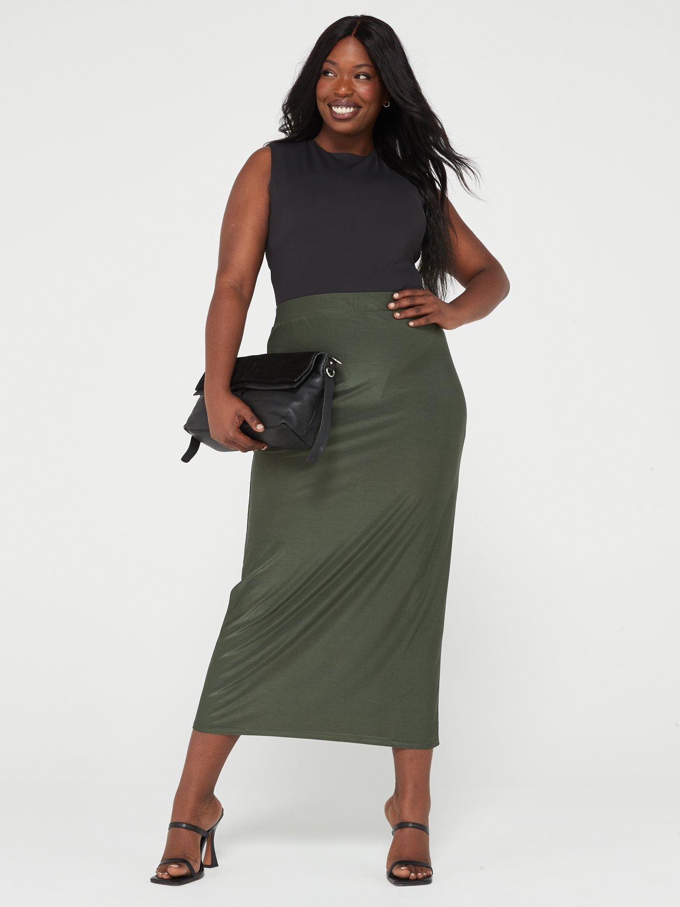 Long green shop midi skirt