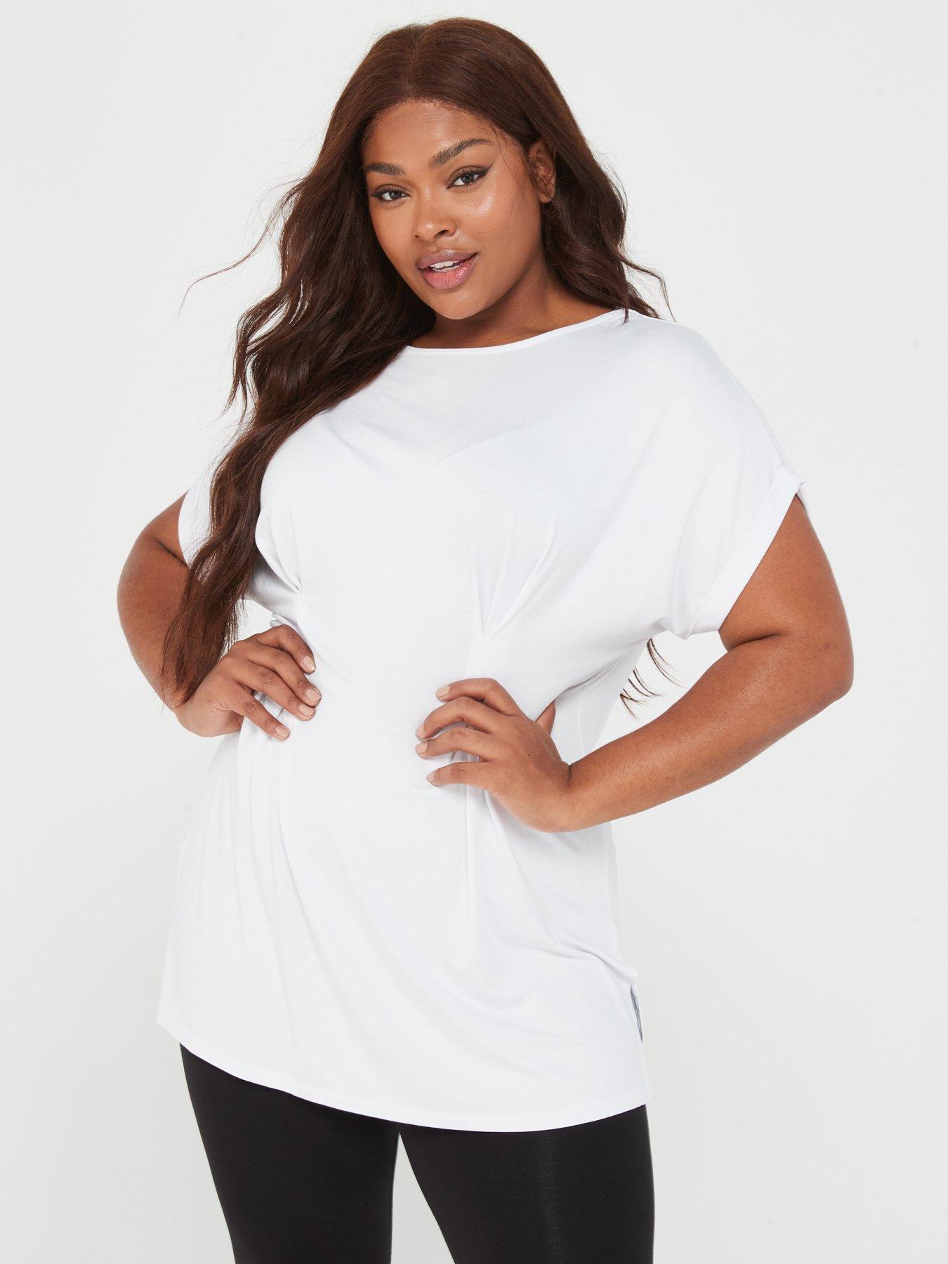 Pintuck Detail Longline Blouse White, Tops & T-shirts