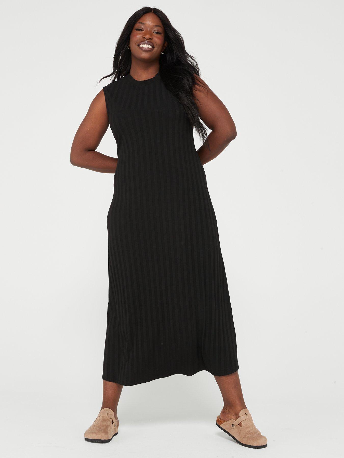 Mono Stripe Mesh Scoop Back Column Maxi Dress