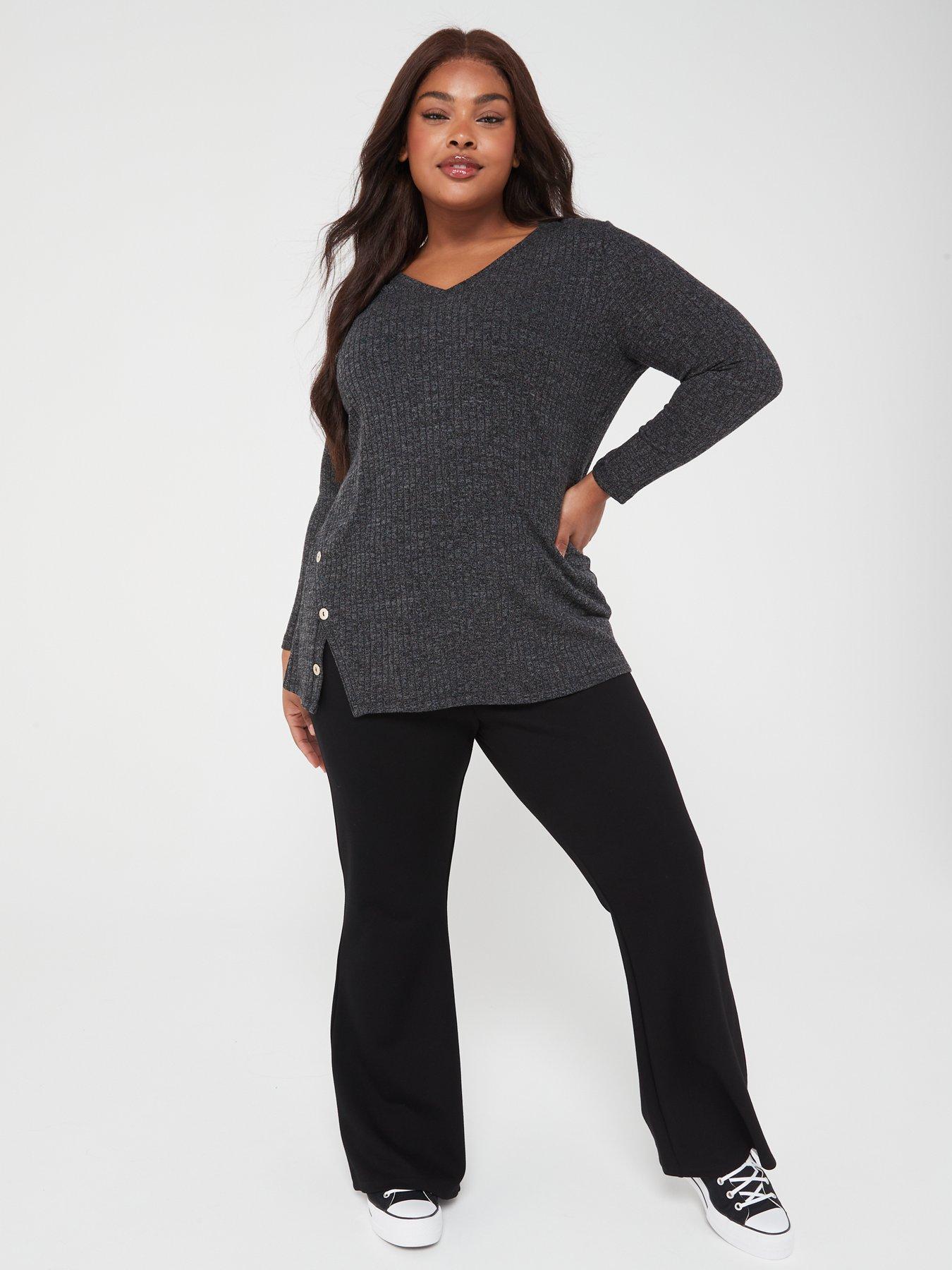 Plus Size Grey Marl Button Through Shirt