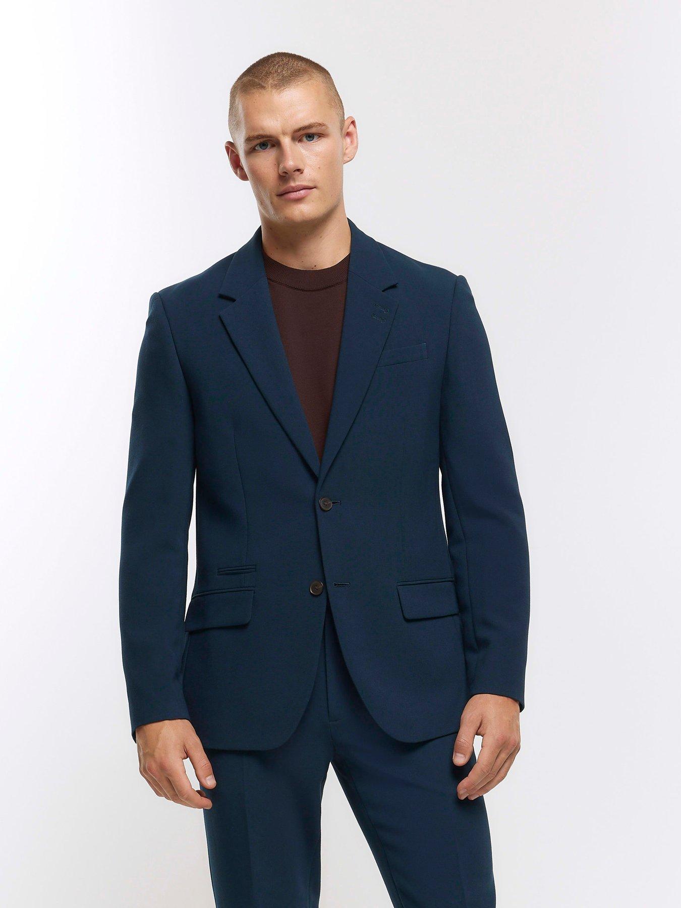 River Island Navy Skinny Twill Suit Jacket | very.co.uk