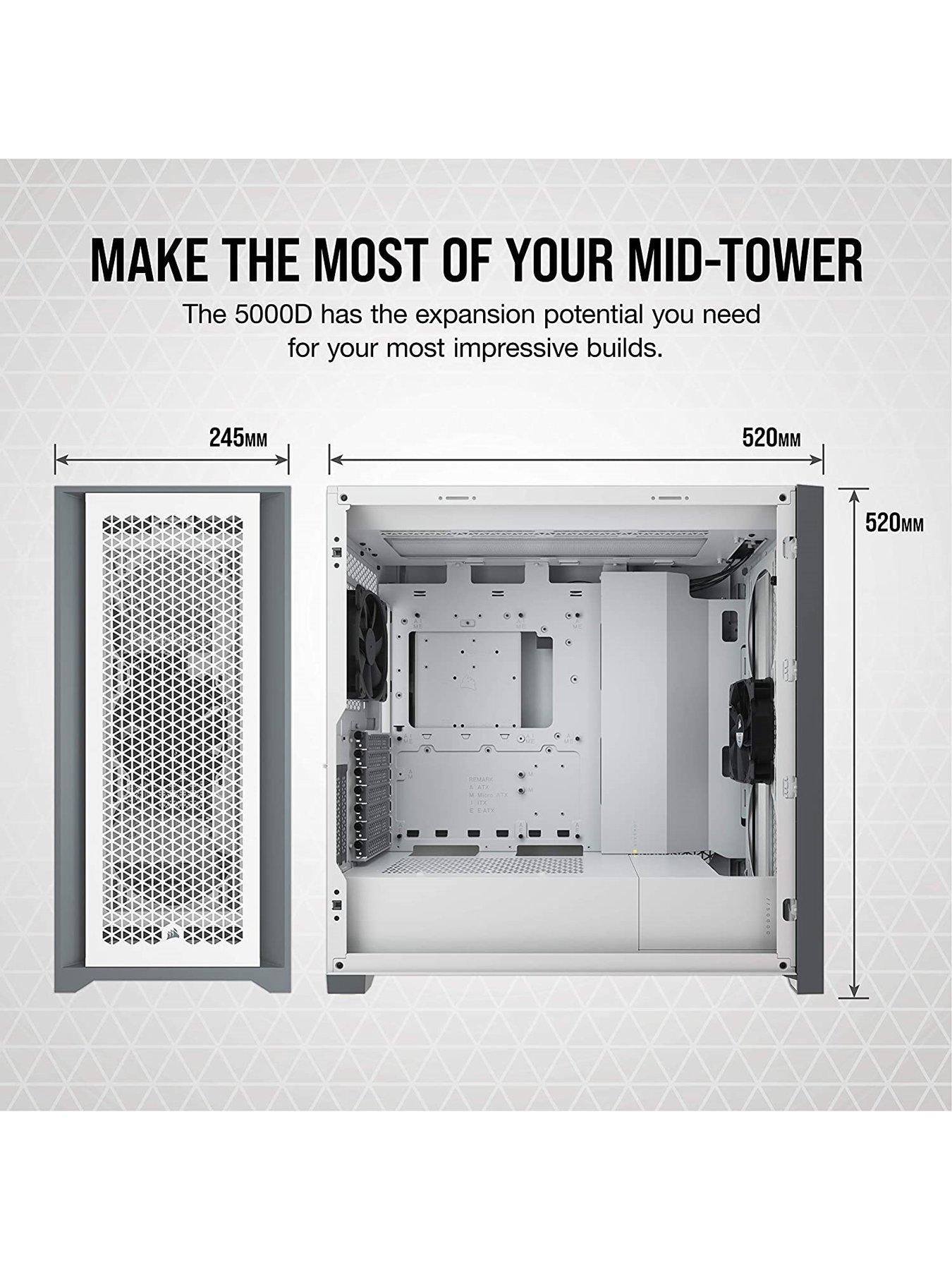 CORSAIR 5000D Airflow Tempered Glass Mid-Tower, White Gaming Desktop ...