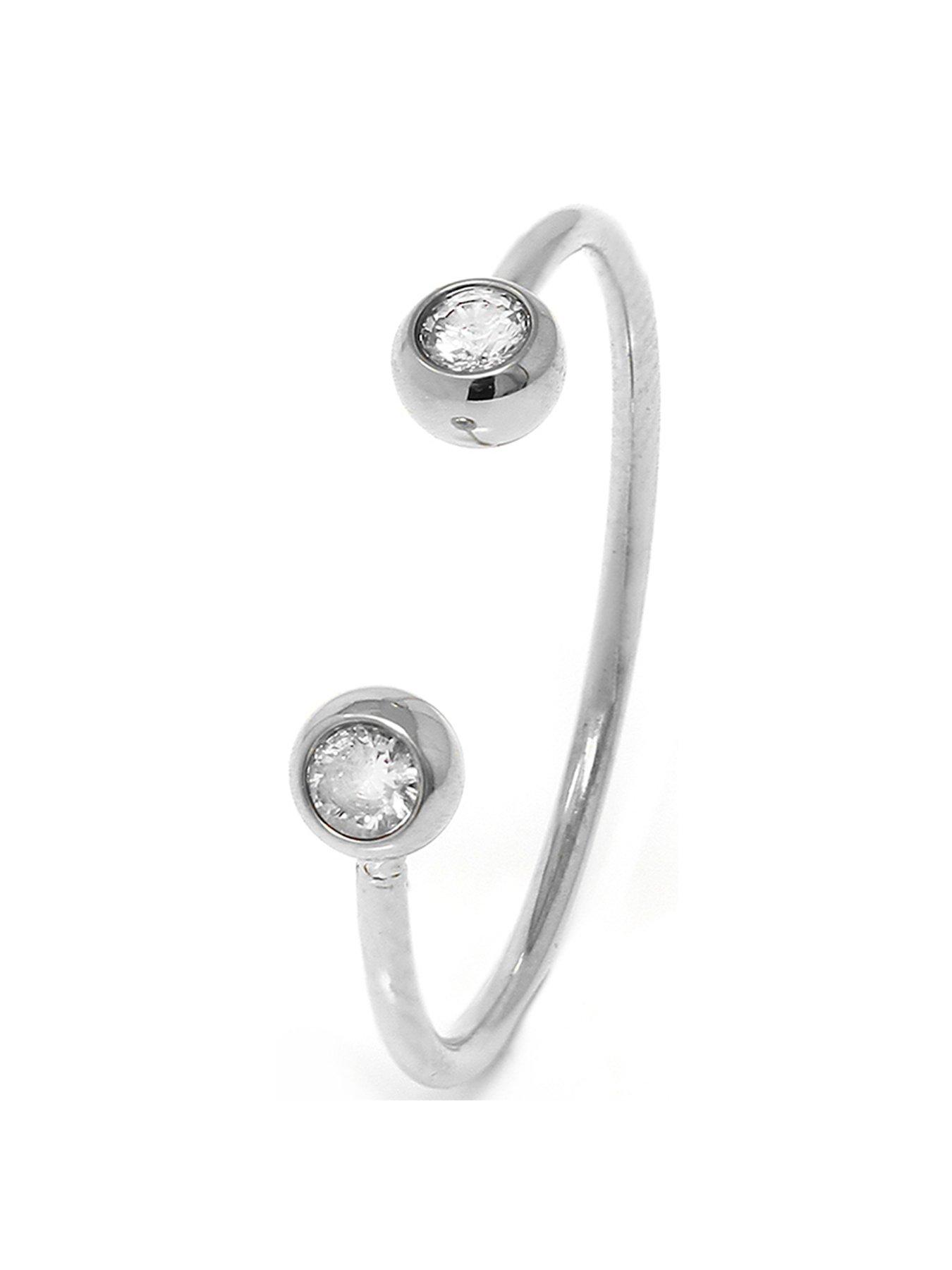 Product photograph of Say It With Bezel Adjustable Ring - Clear Stone from very.co.uk
