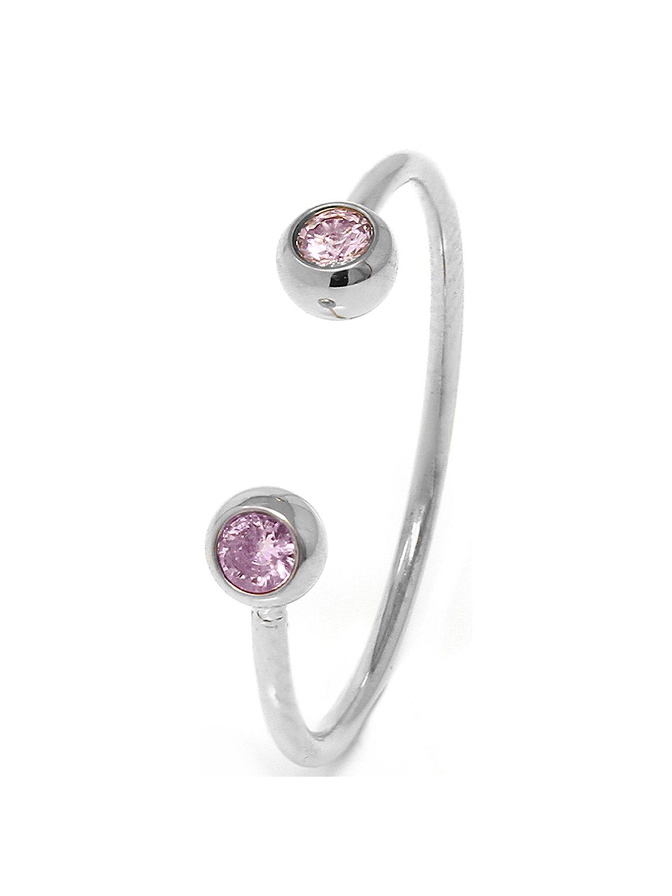 Product photograph of Say It With Bezel Adjustable Ring - Pink Stone from very.co.uk