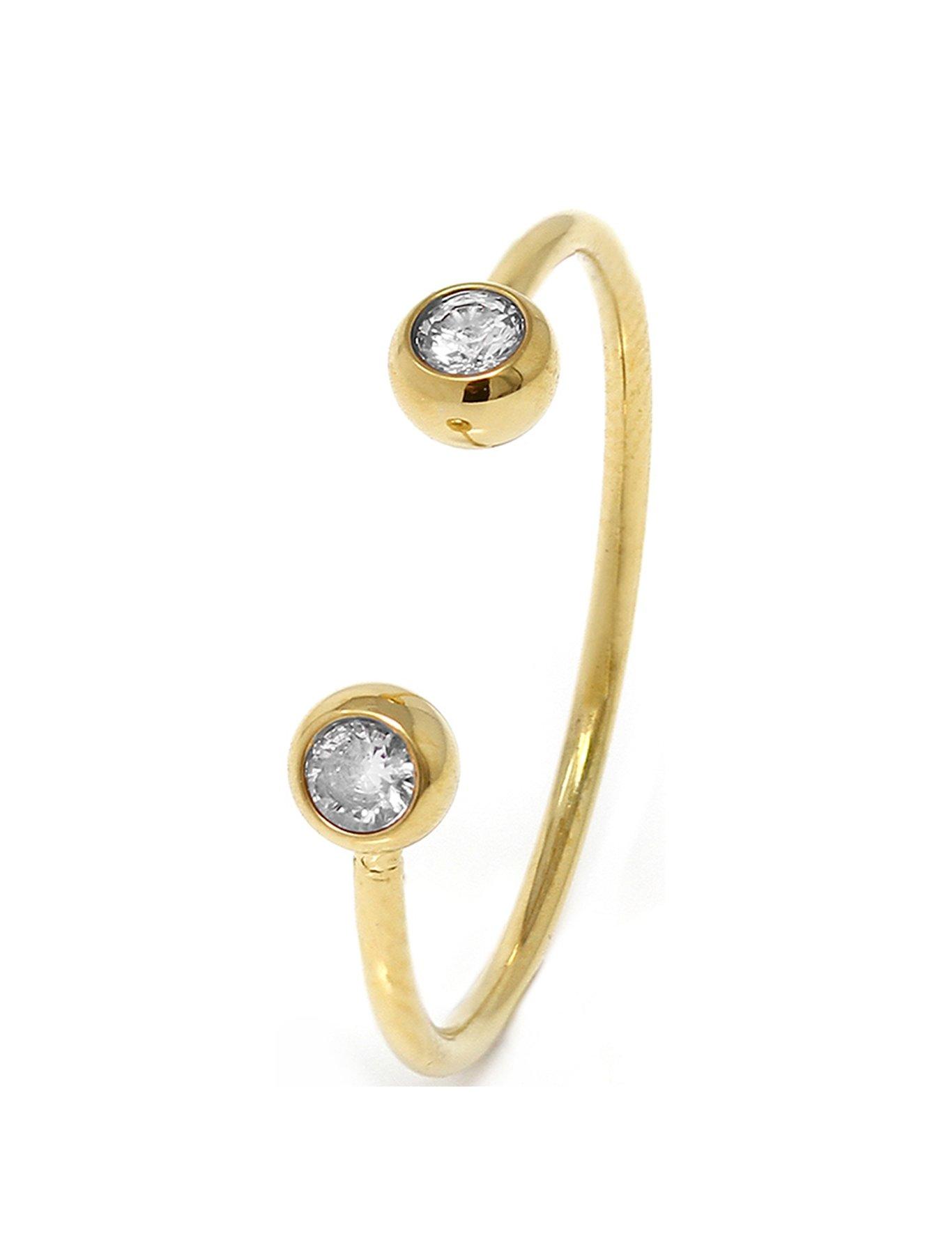 Product photograph of Say It With Bezel Adjustable Ring - Yellow Gold Clear Stone from very.co.uk