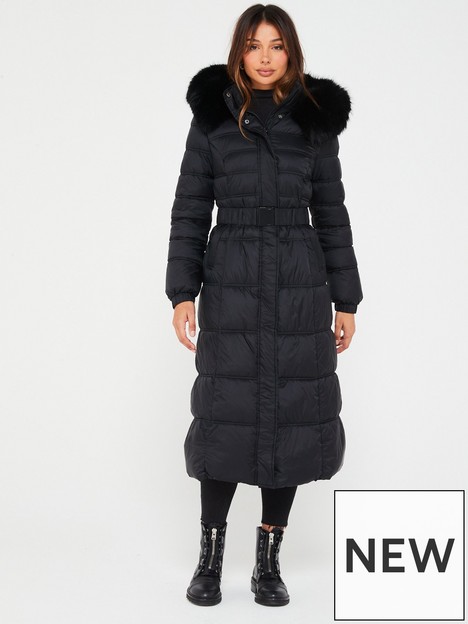 v-by-very-maxi-belted-padded-coat-with-faux-fur-trim