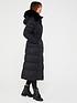  image of v-by-very-maxi-belted-padded-coat-with-faux-fur-trim-black