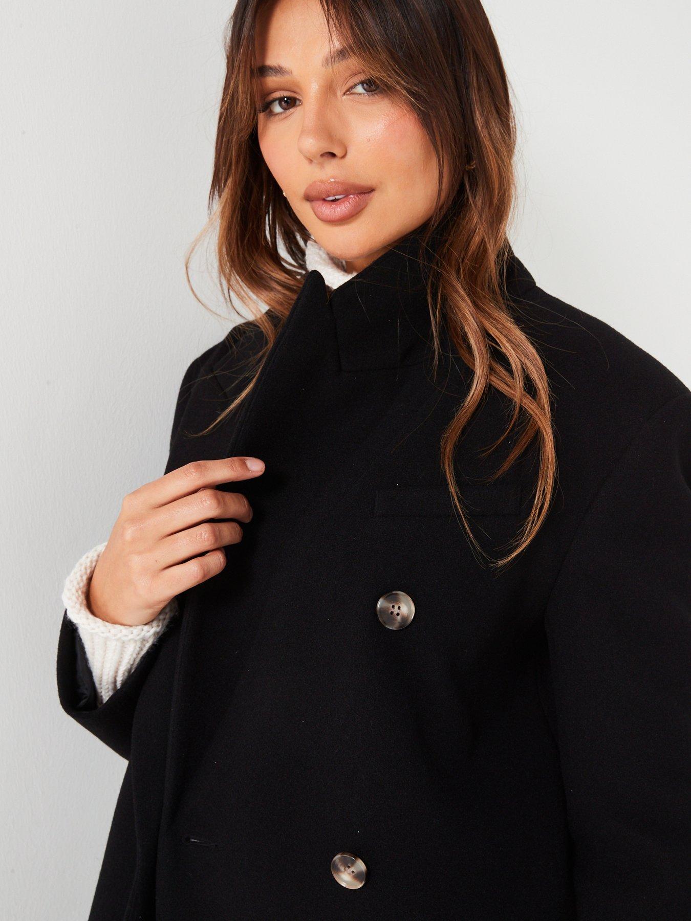 V by Very X Hattie Bourn Double Breasted Oversized Longline Coat ...