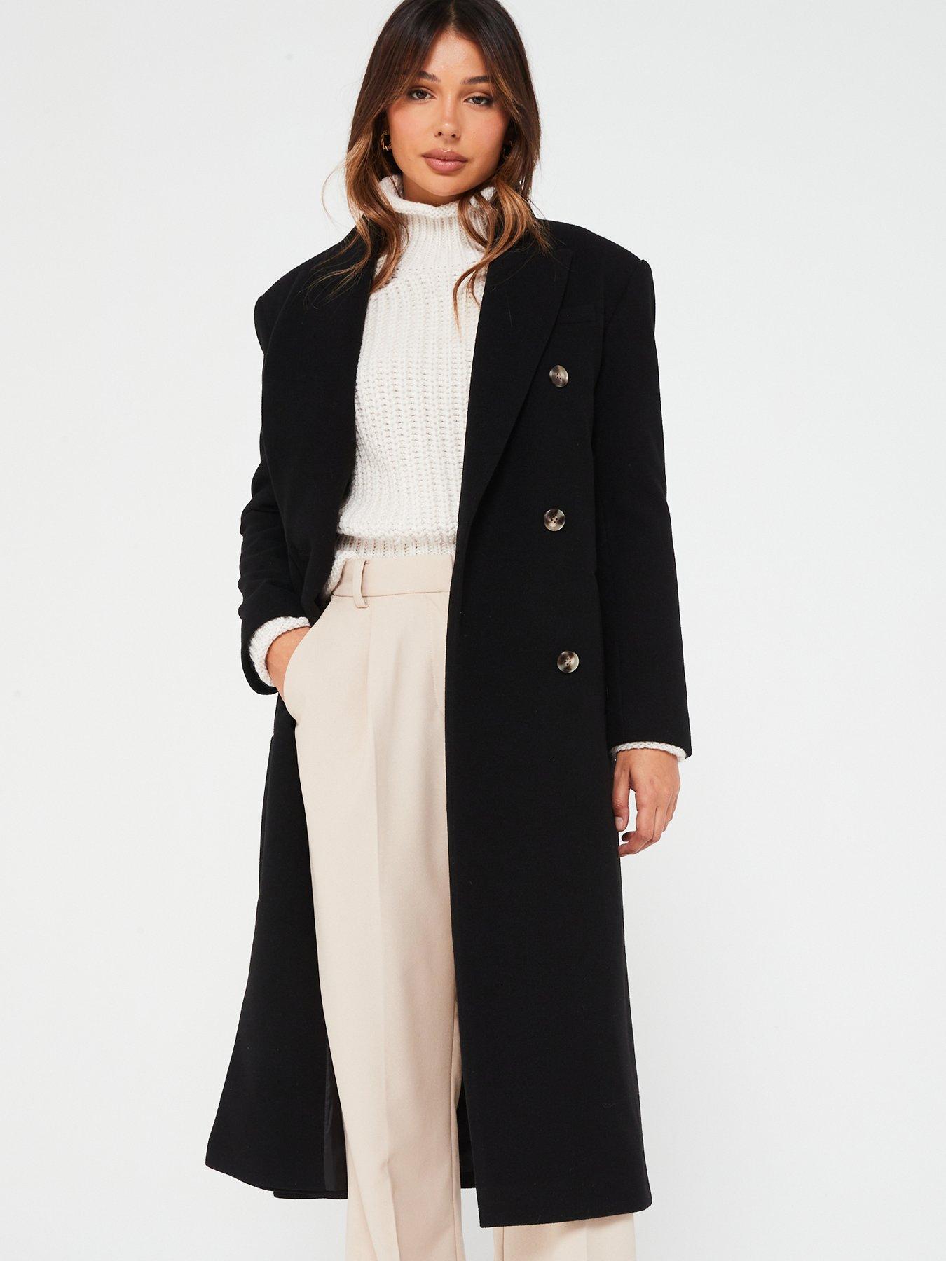 V by Very X Hattie Bourn Double Breasted Oversized Longline Coat ...