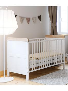 Product photograph of Little Acorns Classic 2-tone Cot Bed - White Oak from very.co.uk
