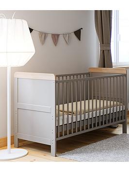 Product photograph of Little Acorns Classic 2-tone Cot Bed - Grey Oak from very.co.uk