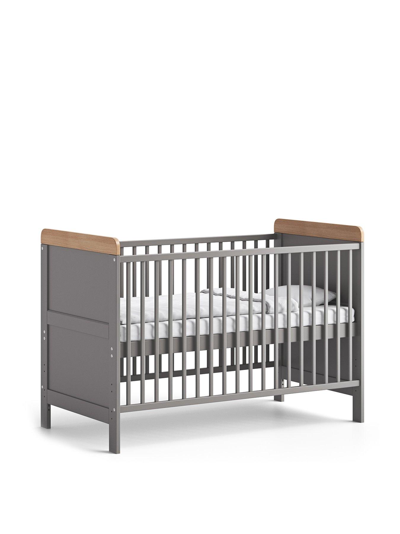 Little Acorns Classic 2Tone Cot Bed Grey/Oak Very.co.uk