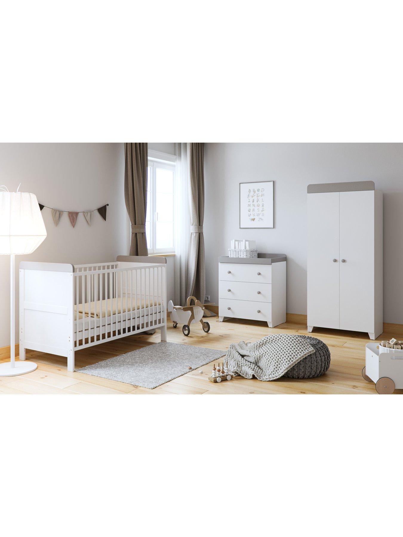 Product photograph of Little Acorns Classic 2-tone 3-piece Furniture Set - White Grey from very.co.uk