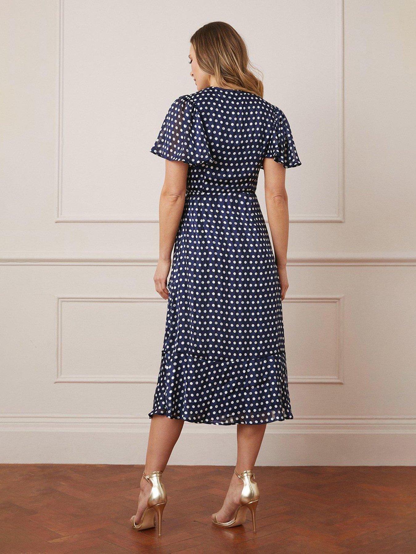 Wallis navy and sales white spotted dress