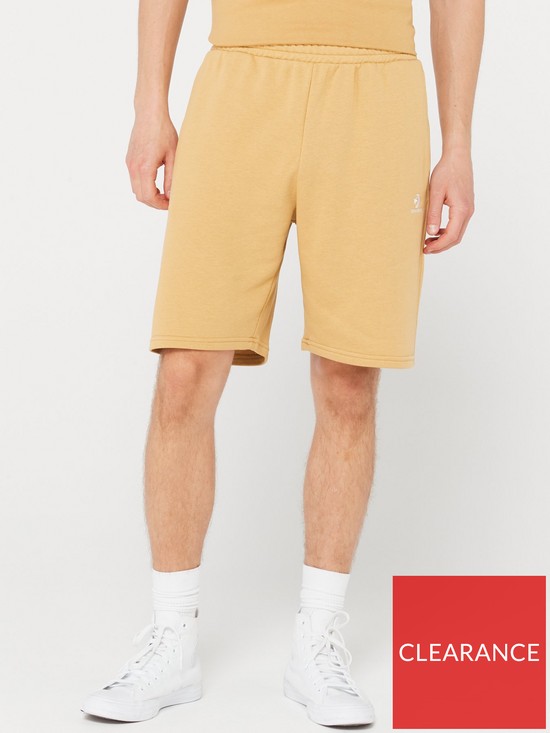 front image of converse-mensnbspleft-star-chevron-shorts-beige
