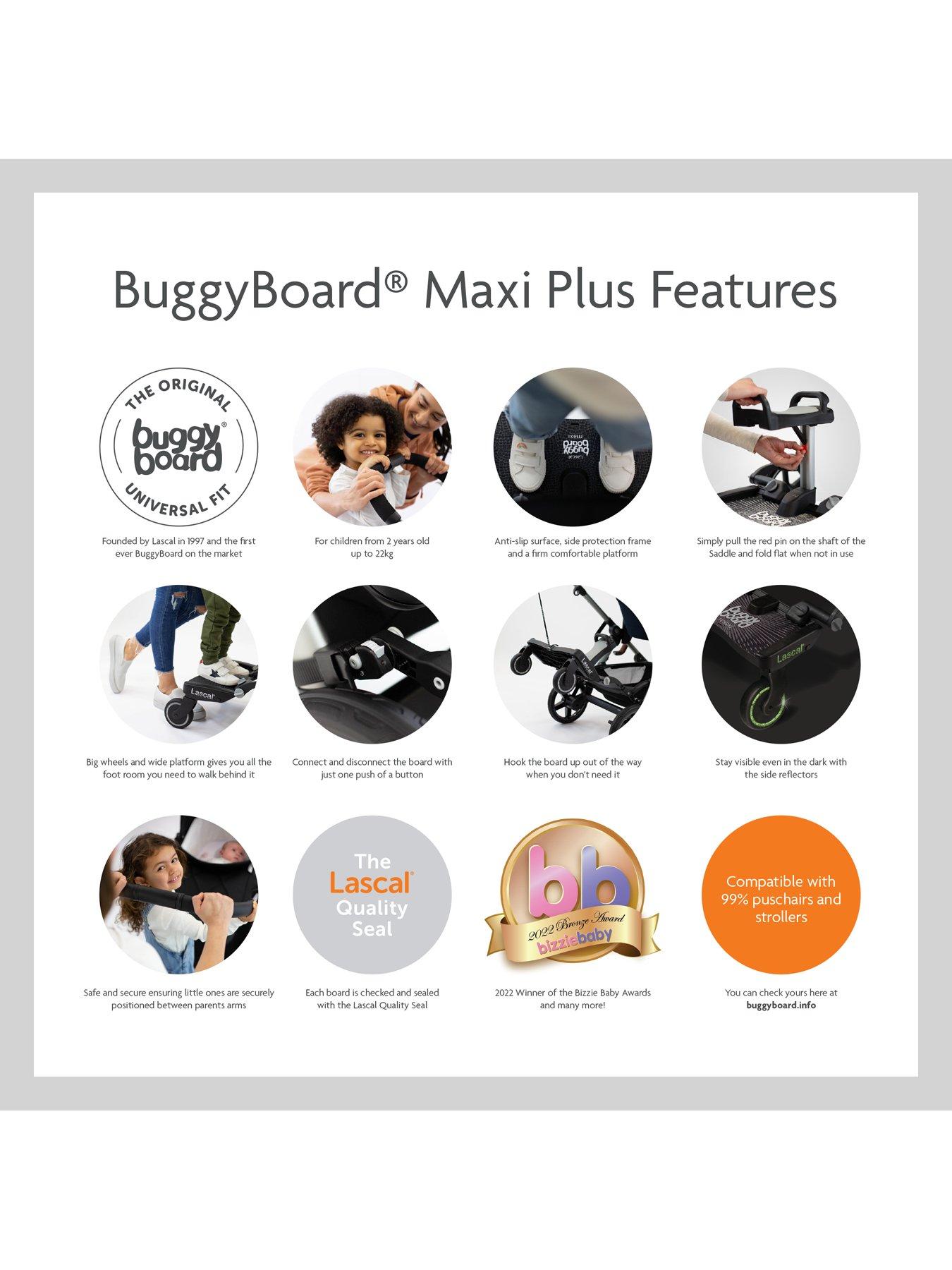 Lascal Maxi Black BuggyBoard Plus Grey Saddle Very