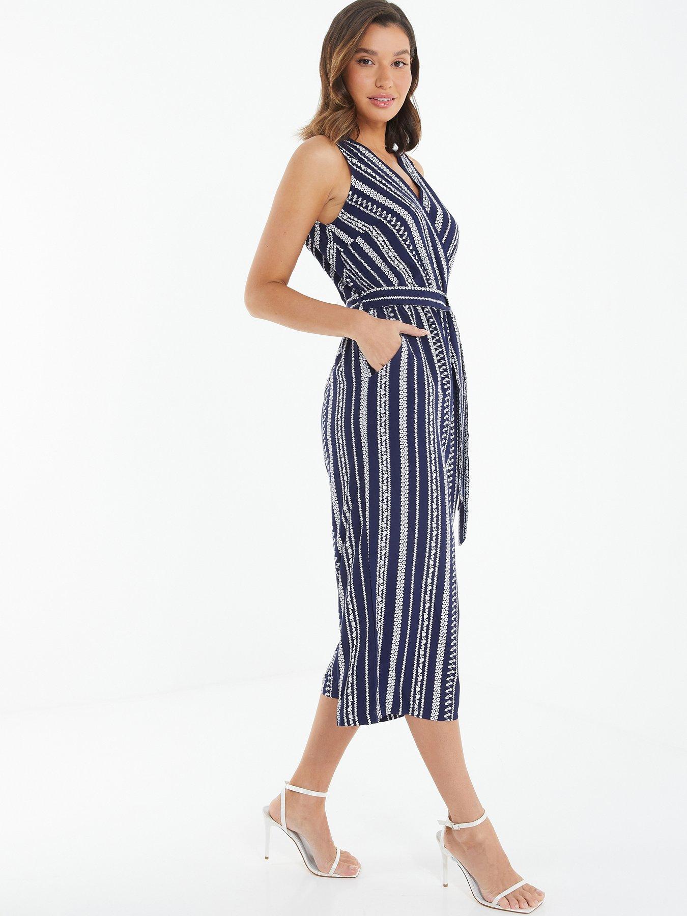 Navy striped best sale culotte jumpsuit