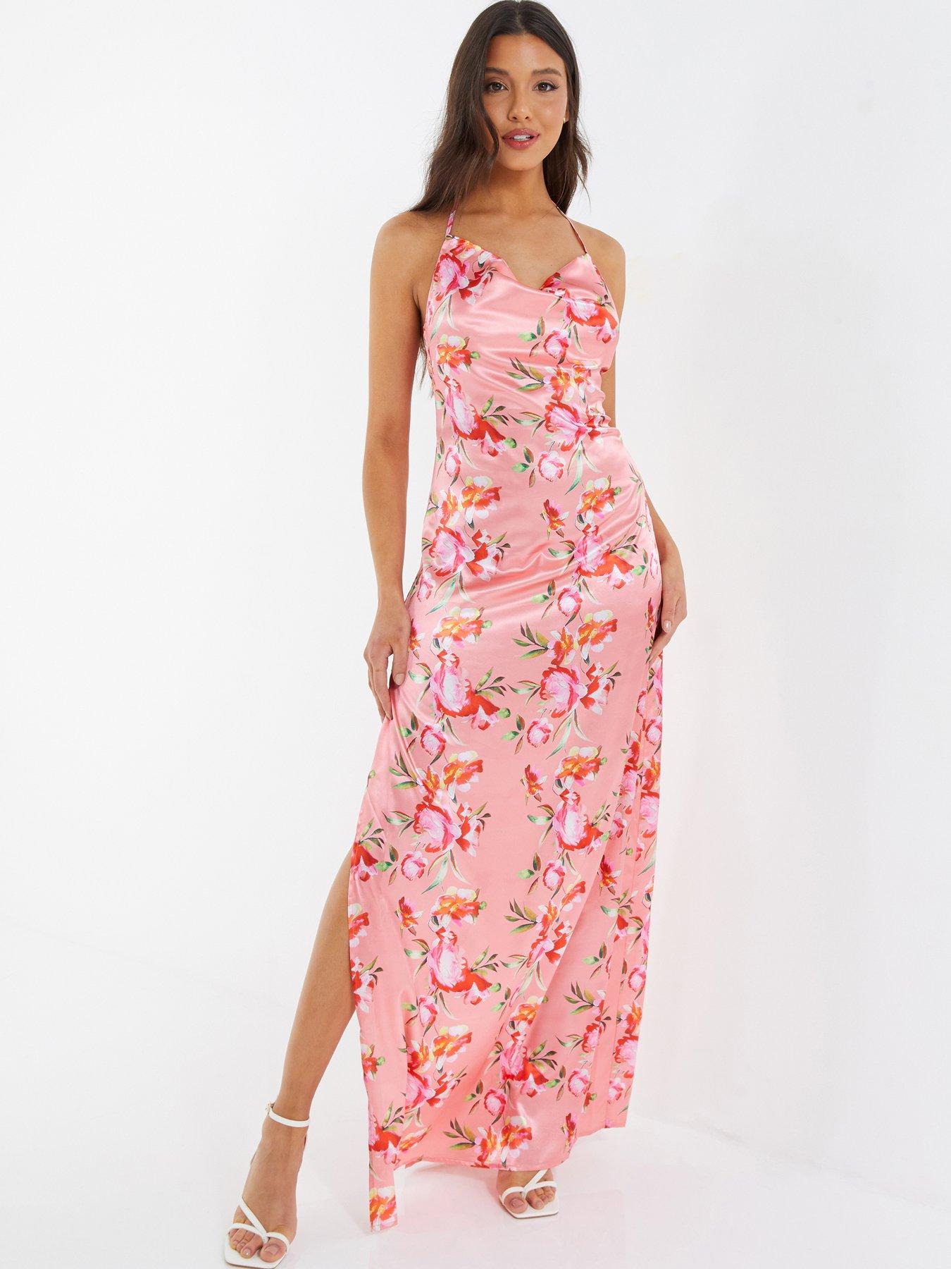 Quiz Floral Satin Maxi Dress | very.co.uk