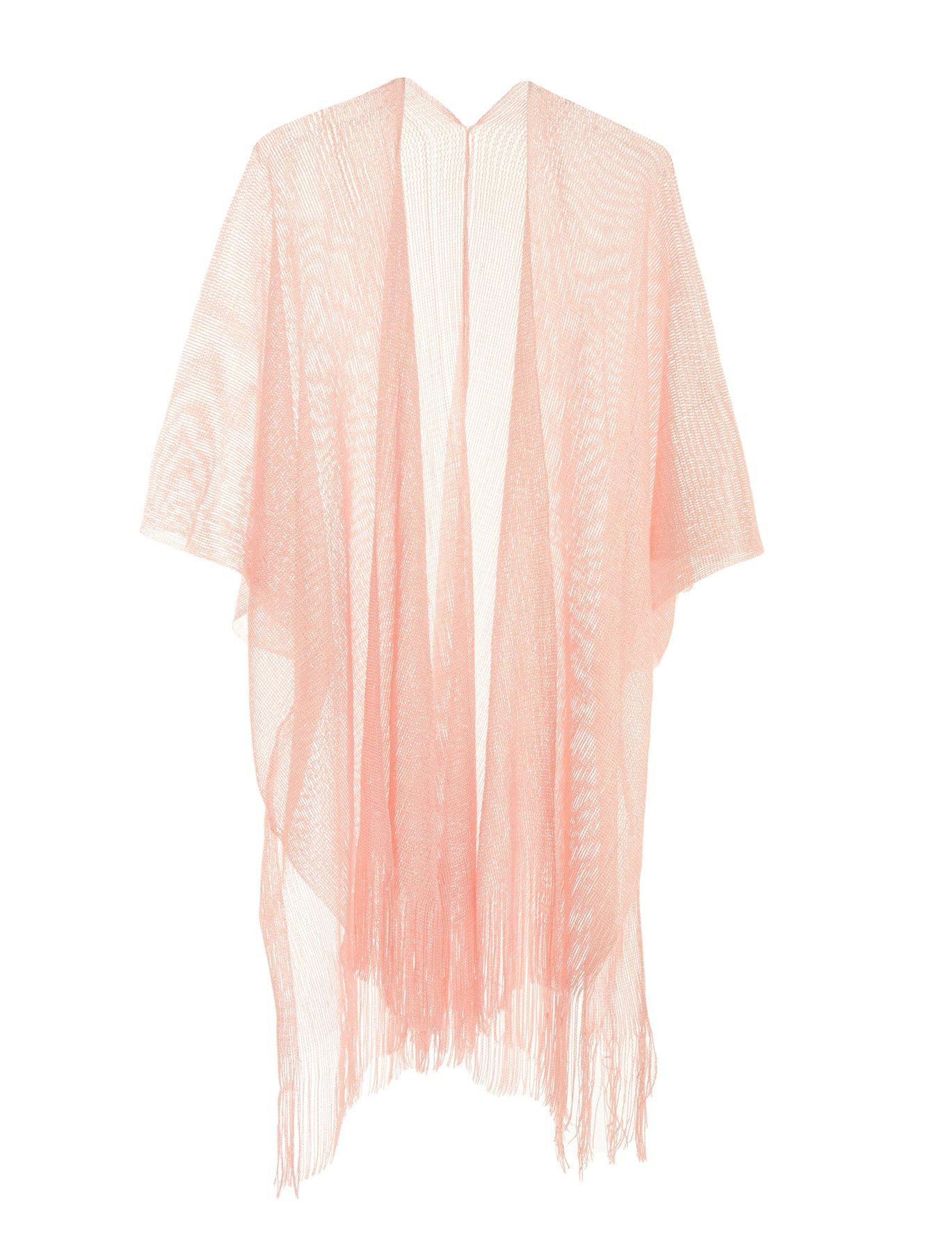quiz-woven-poncho-pink