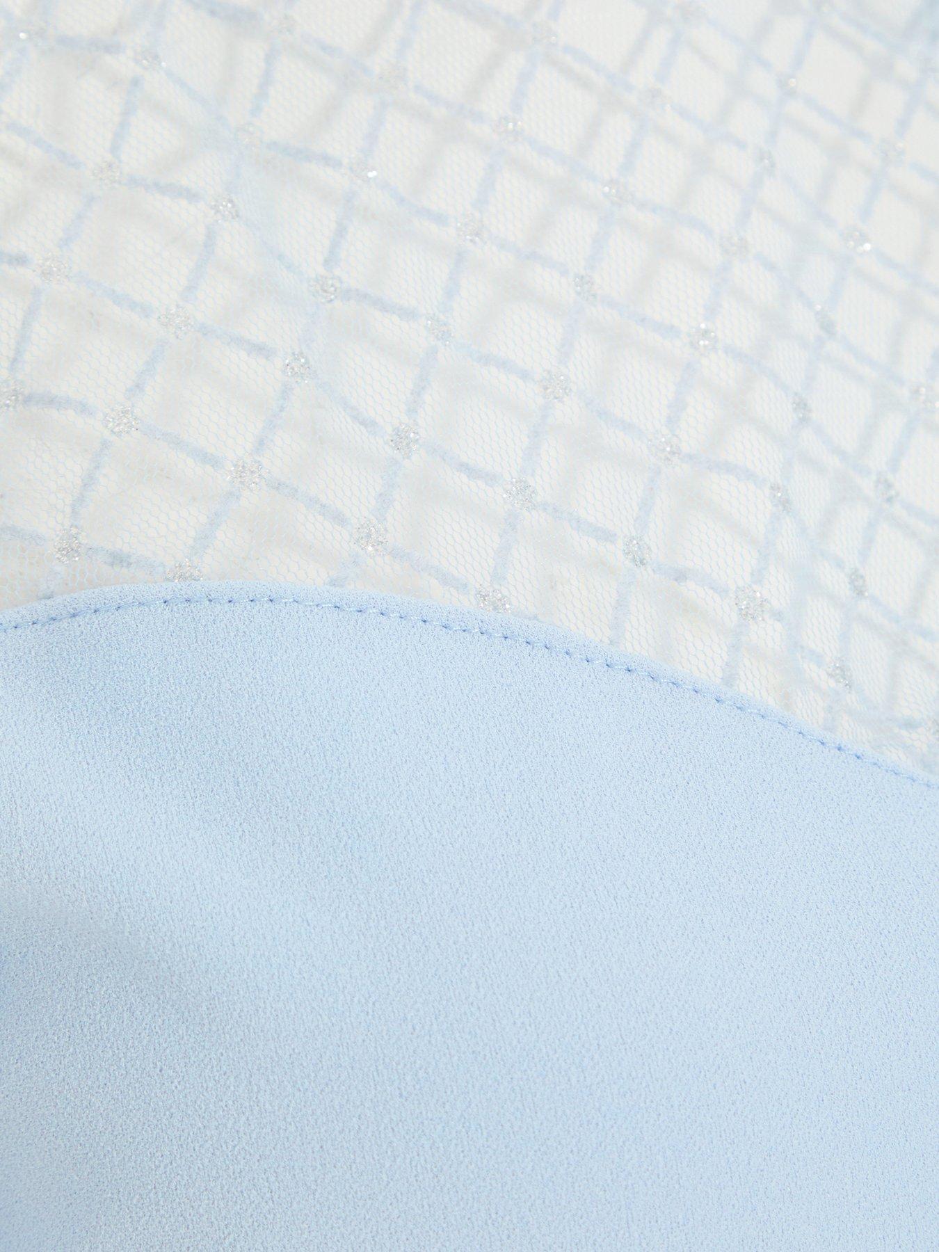 Image 6 of 6 of Quiz Mesh Peplum Top - Light Blue