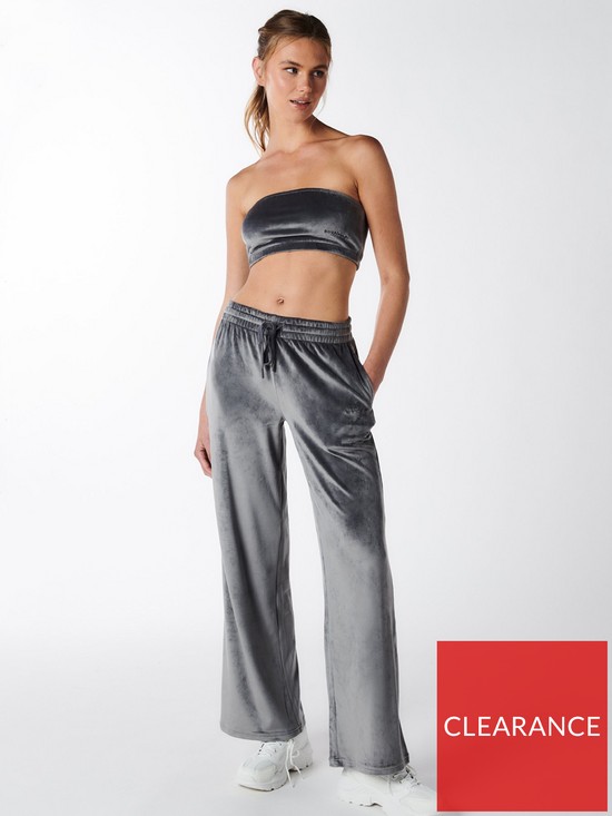 front image of boux-avenue-slinky-velour-slouch-pant-silver