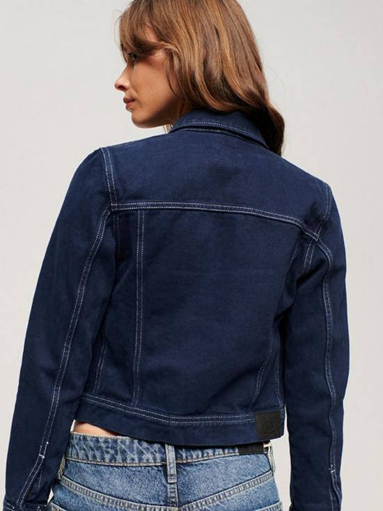 stillFront image of superdry-workwear-cropped-denim-jacket-blue
