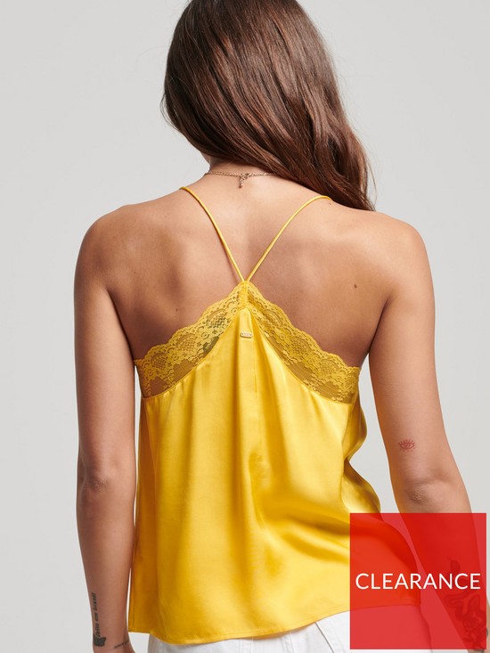 stillFront image of superdry-lace-trim-satin-cami-top-yellow