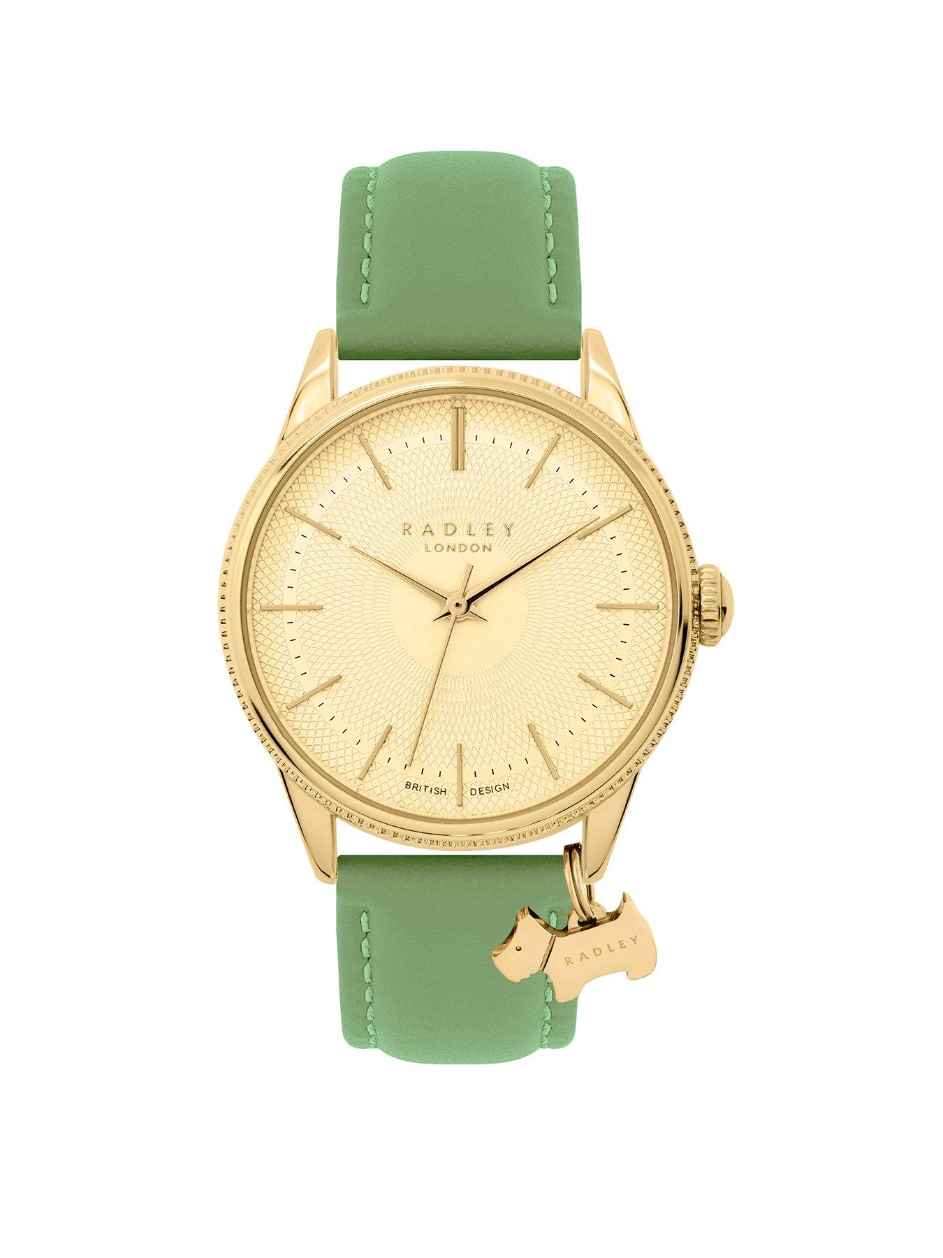 Product photograph of Radley Lewis Lane Ladies Coin Edge Bezel Green Fig Watch from very.co.uk