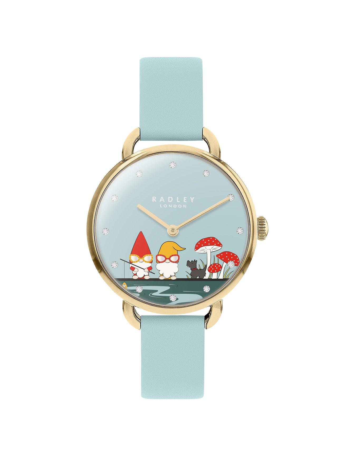 Product photograph of Radley Ladies 25th Anniversary - Camden Collection Open Shoulder Pale Blue Watch from very.co.uk