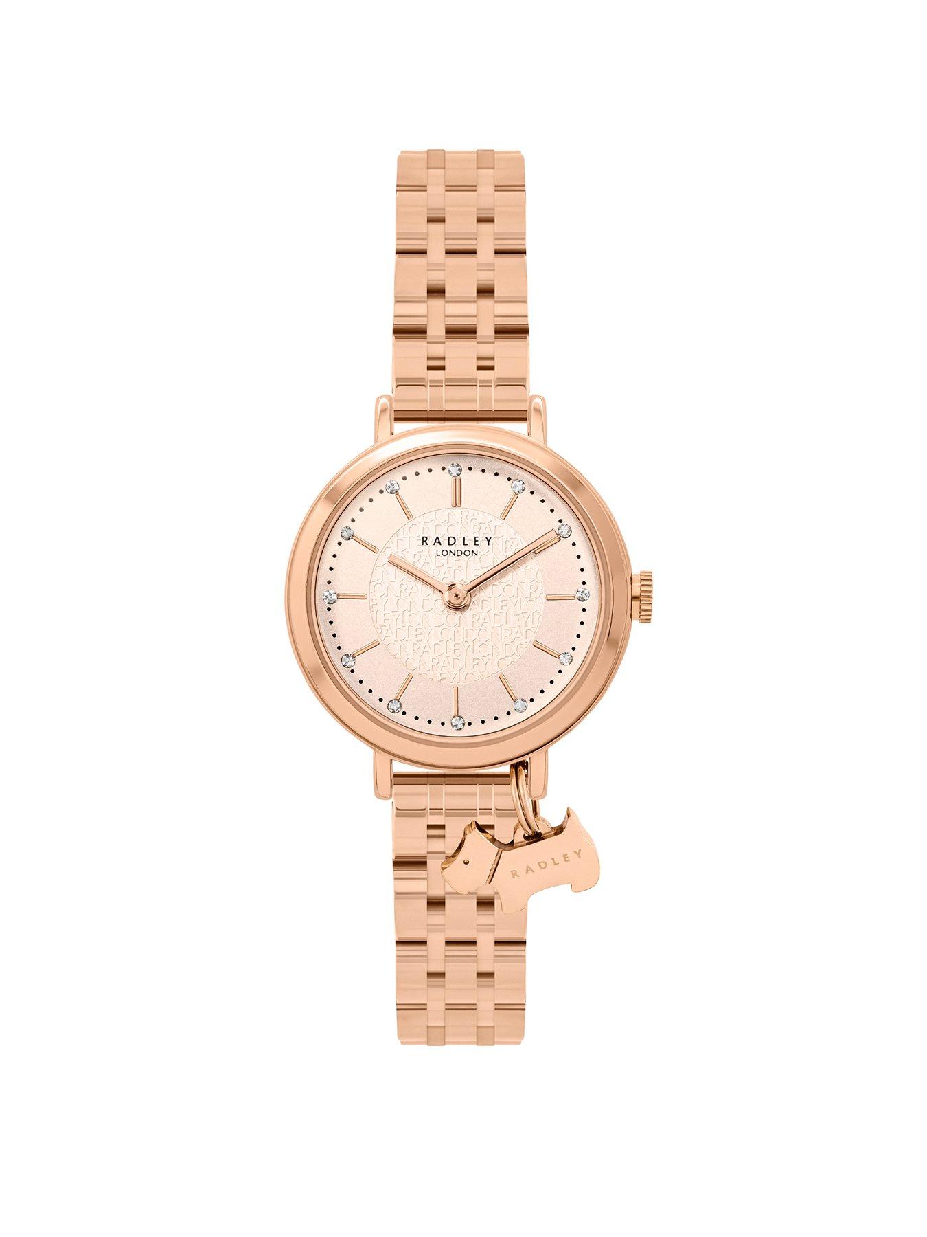 Product photograph of Radley Ladies Selby Street Rose Gold Link Bracelet Watch from very.co.uk