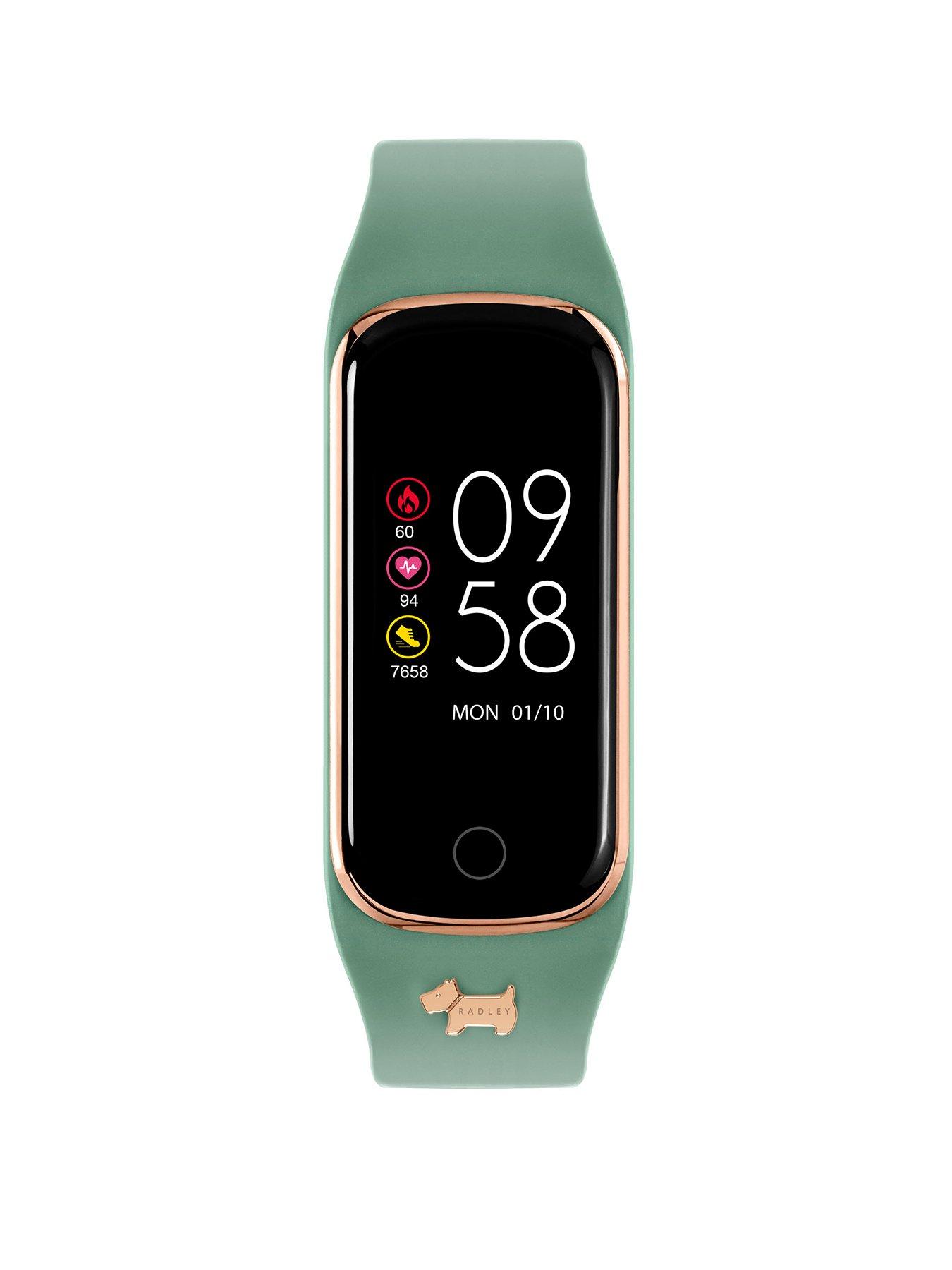 Product photograph of Radley Ladies Series 8 Palm Leaf Green Silicone Strap Watch from very.co.uk